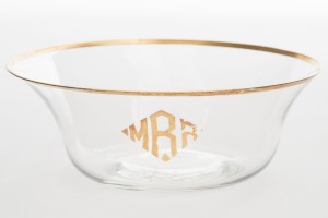 English victorian monogrammed glass bowl