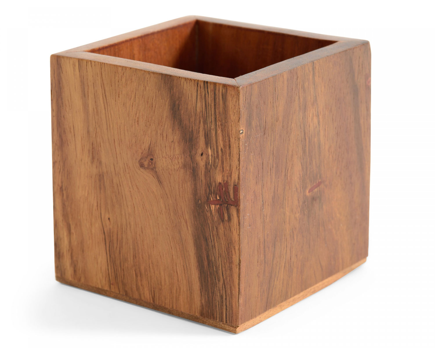 Square wooden pencil cup