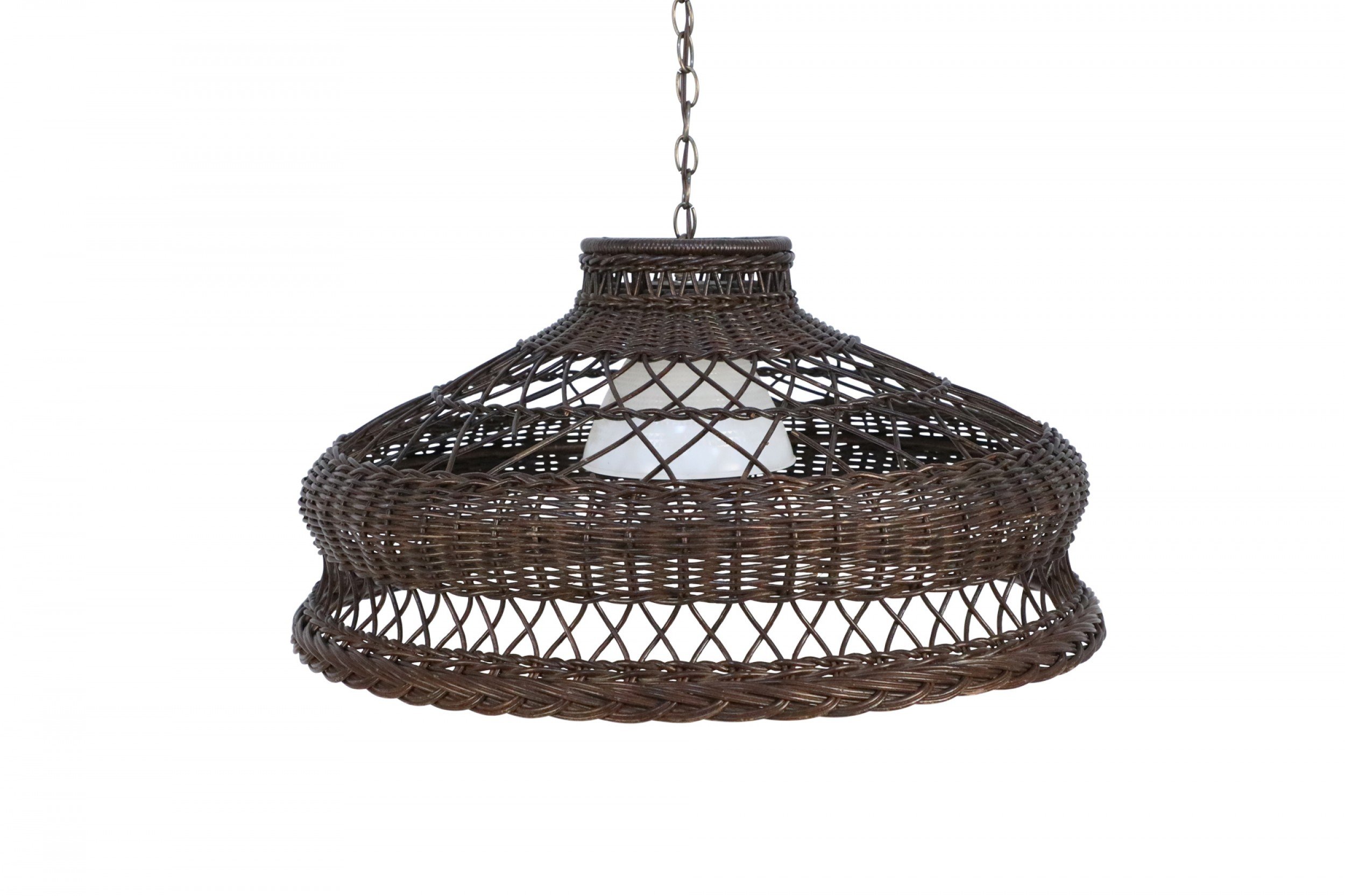 American Victorian Brown Wicker Chandelier