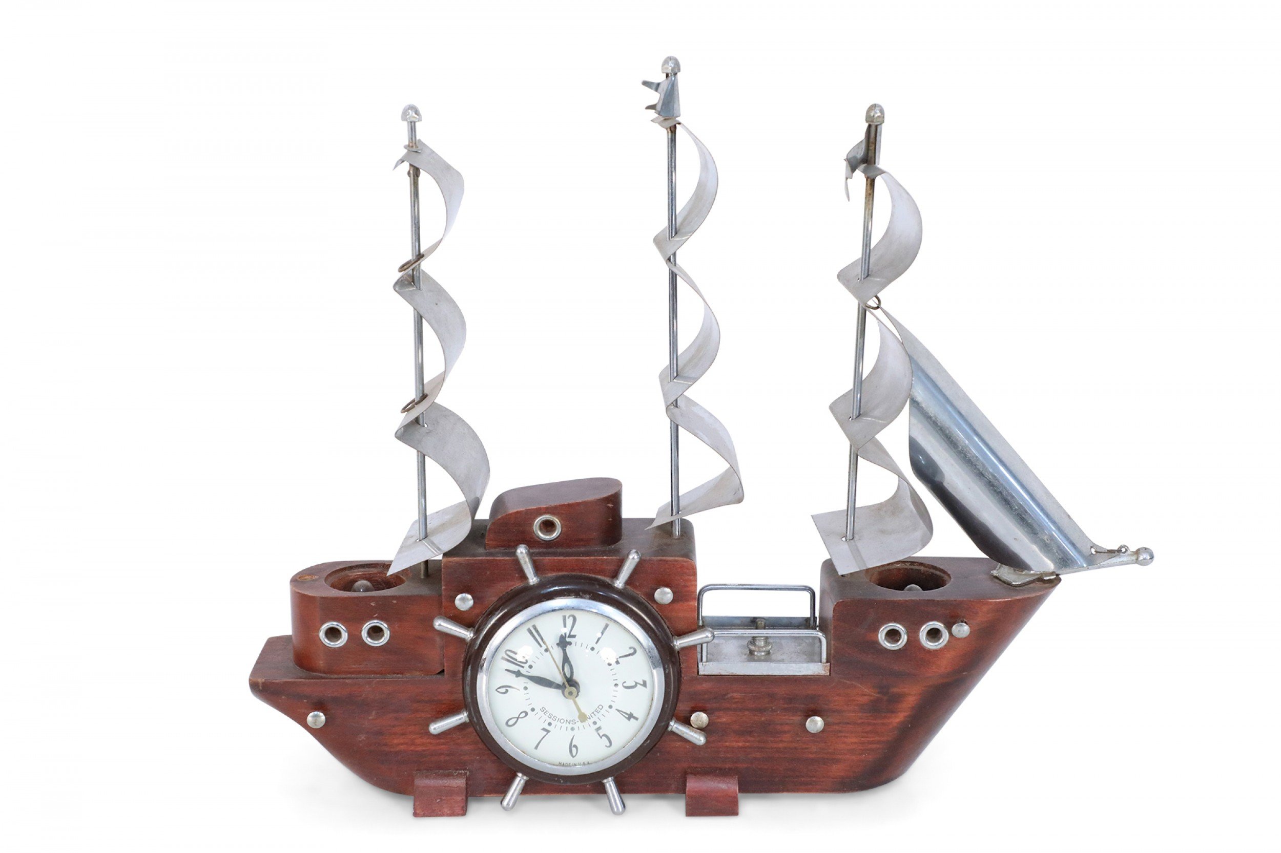 Sessions United Mid Century Clipper Ship Electrified Table Clock