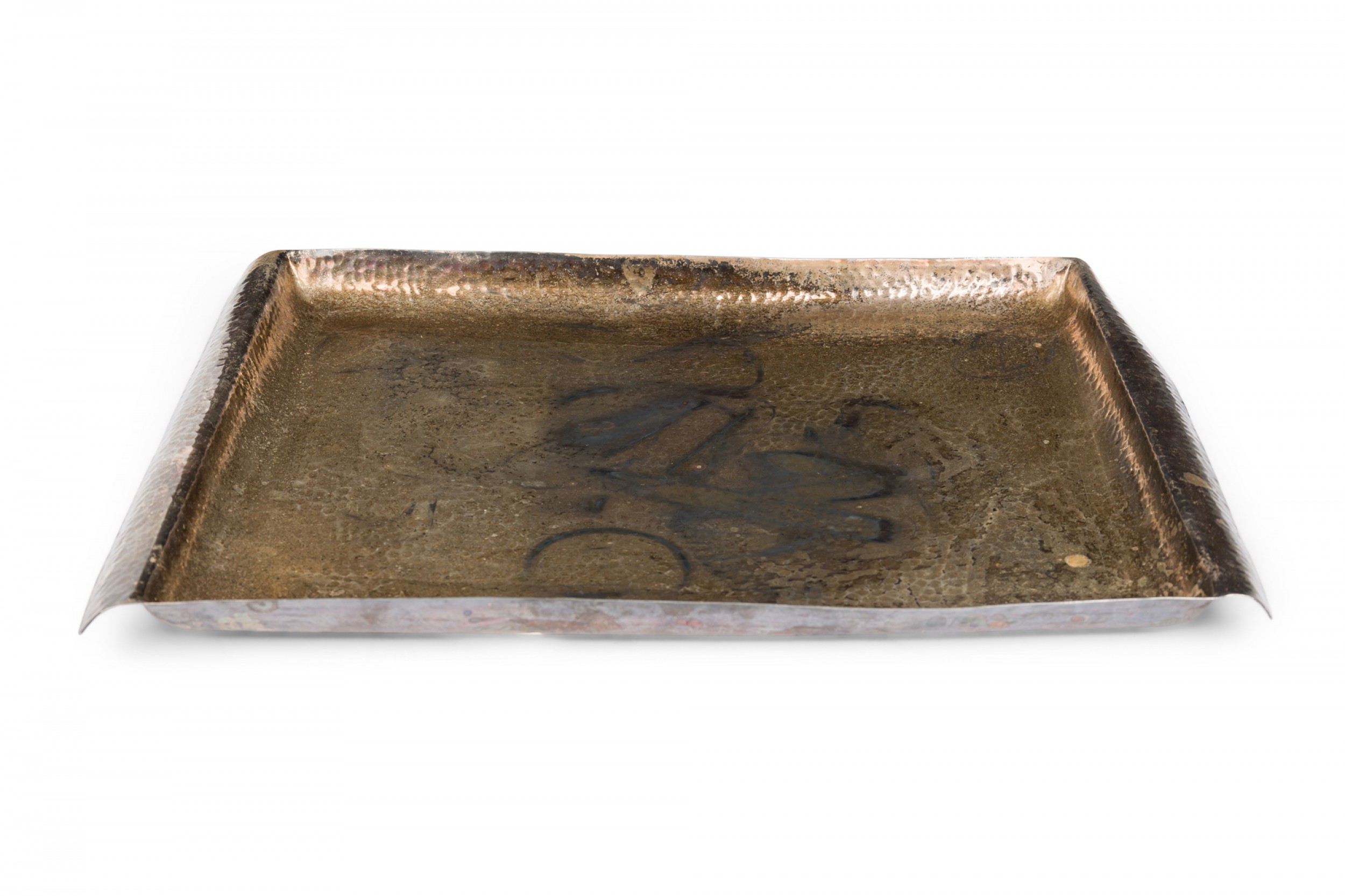 American victorian hammered metal serving tray