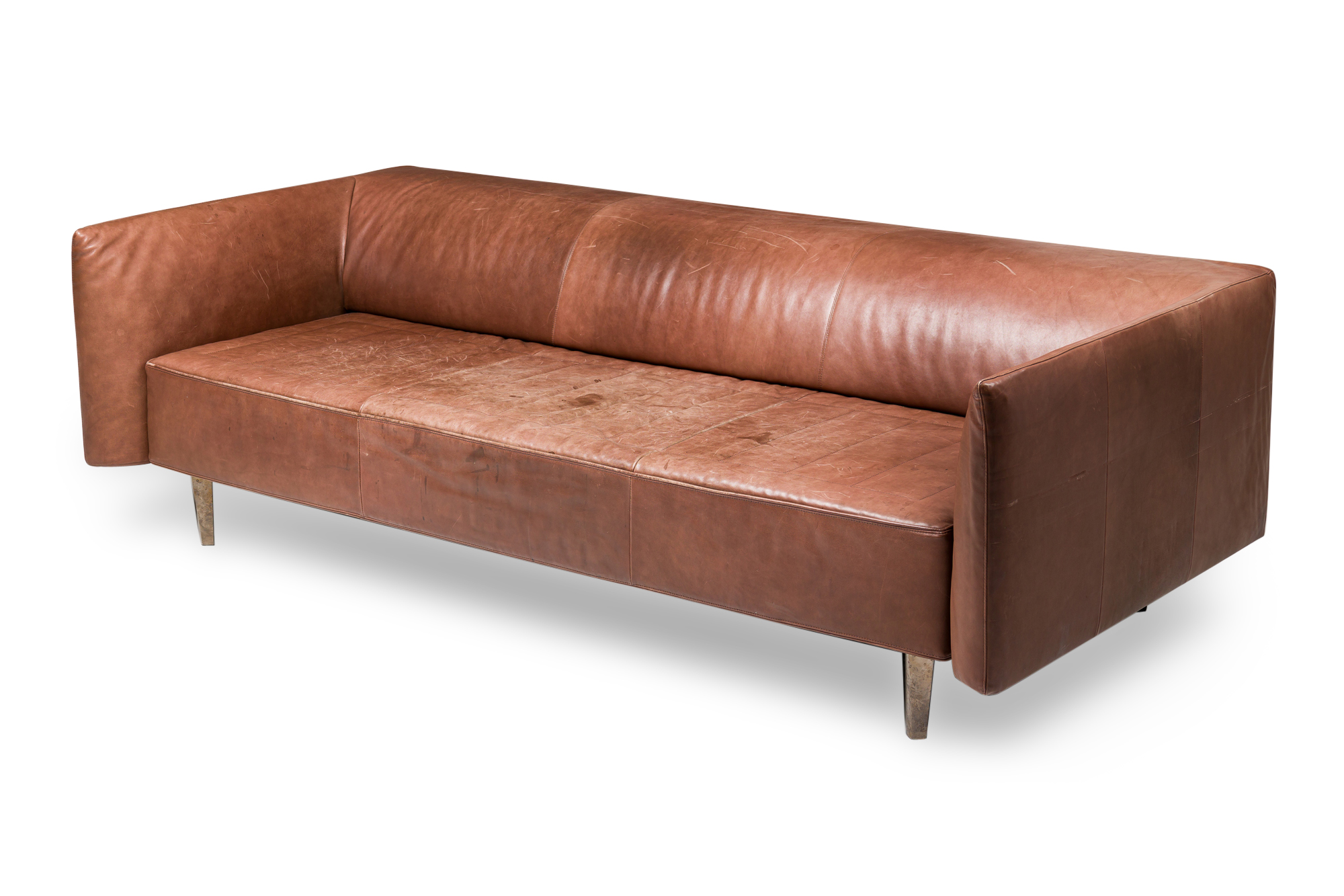 Contemporary brown leather sofa