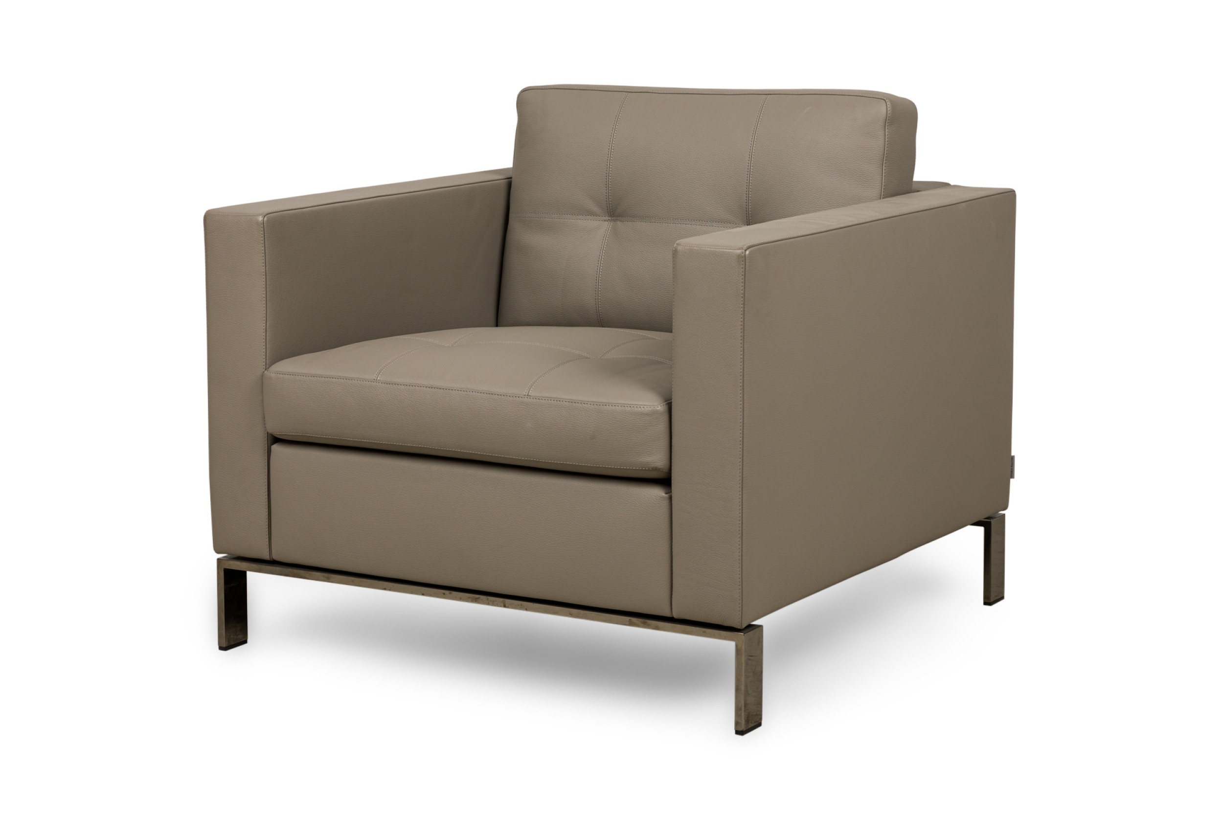 Contemporary Gray Tufted Leather Arm Chair B