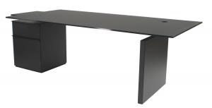 Contemporary icon black satin glass desk 1