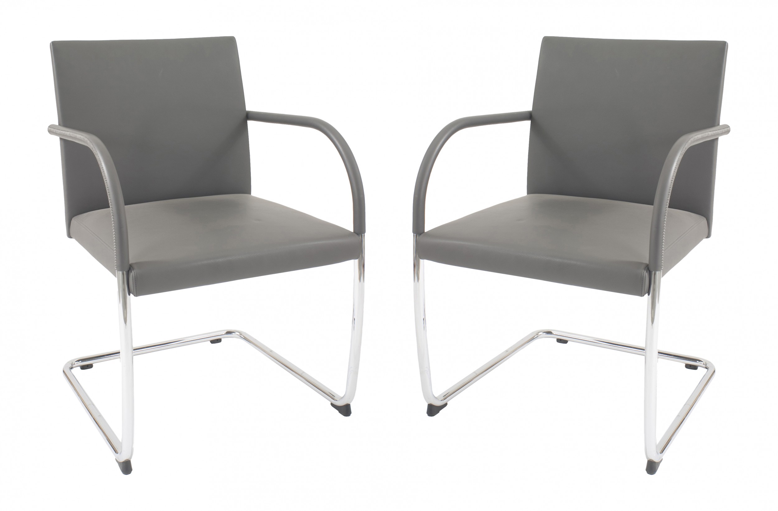 Contemporary gray leather arm chairs 7