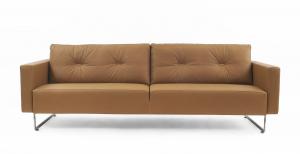 Contemporary caramel leather sofa