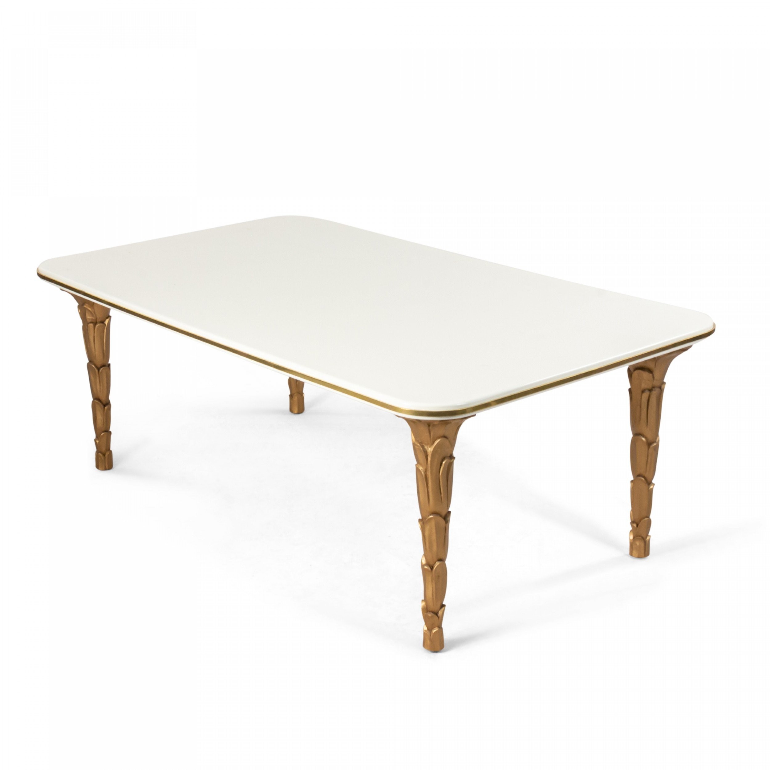 Contemporary regency brass and glass coffee table mto