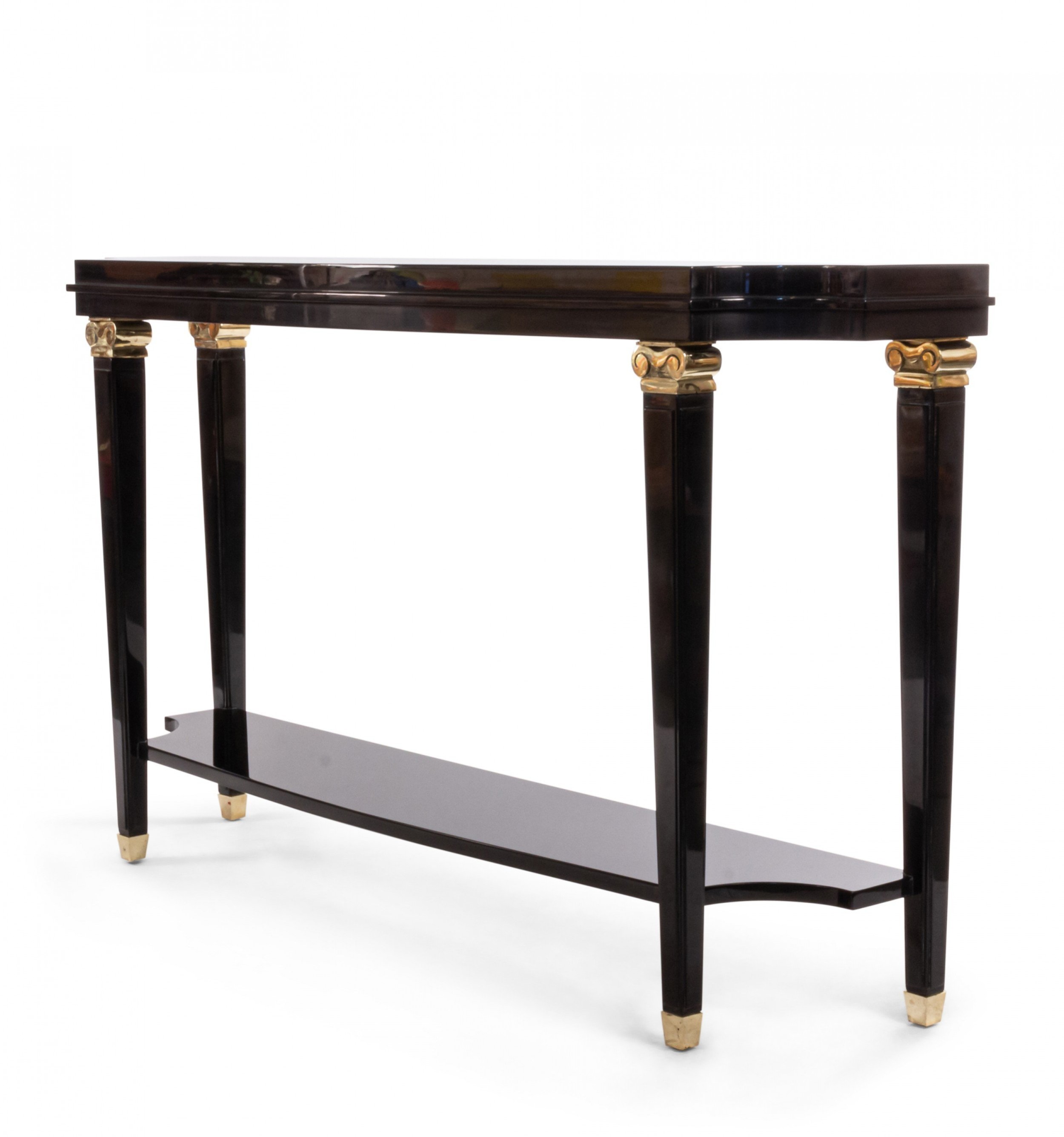 French Mid Century style sycamore console table black mto