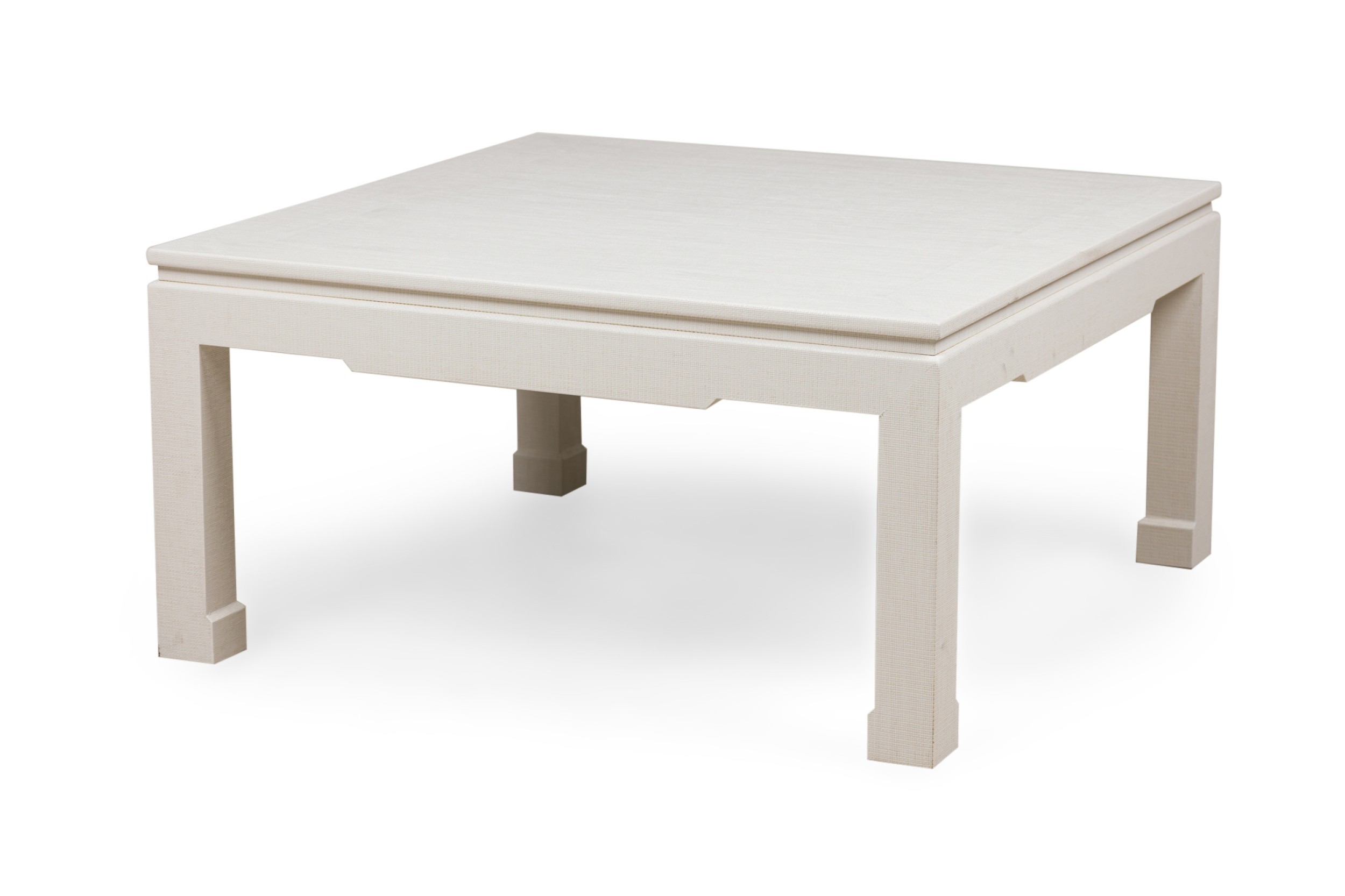 Asian contemporary ming dynasty style white wrapped raffia mat coffee table  mto