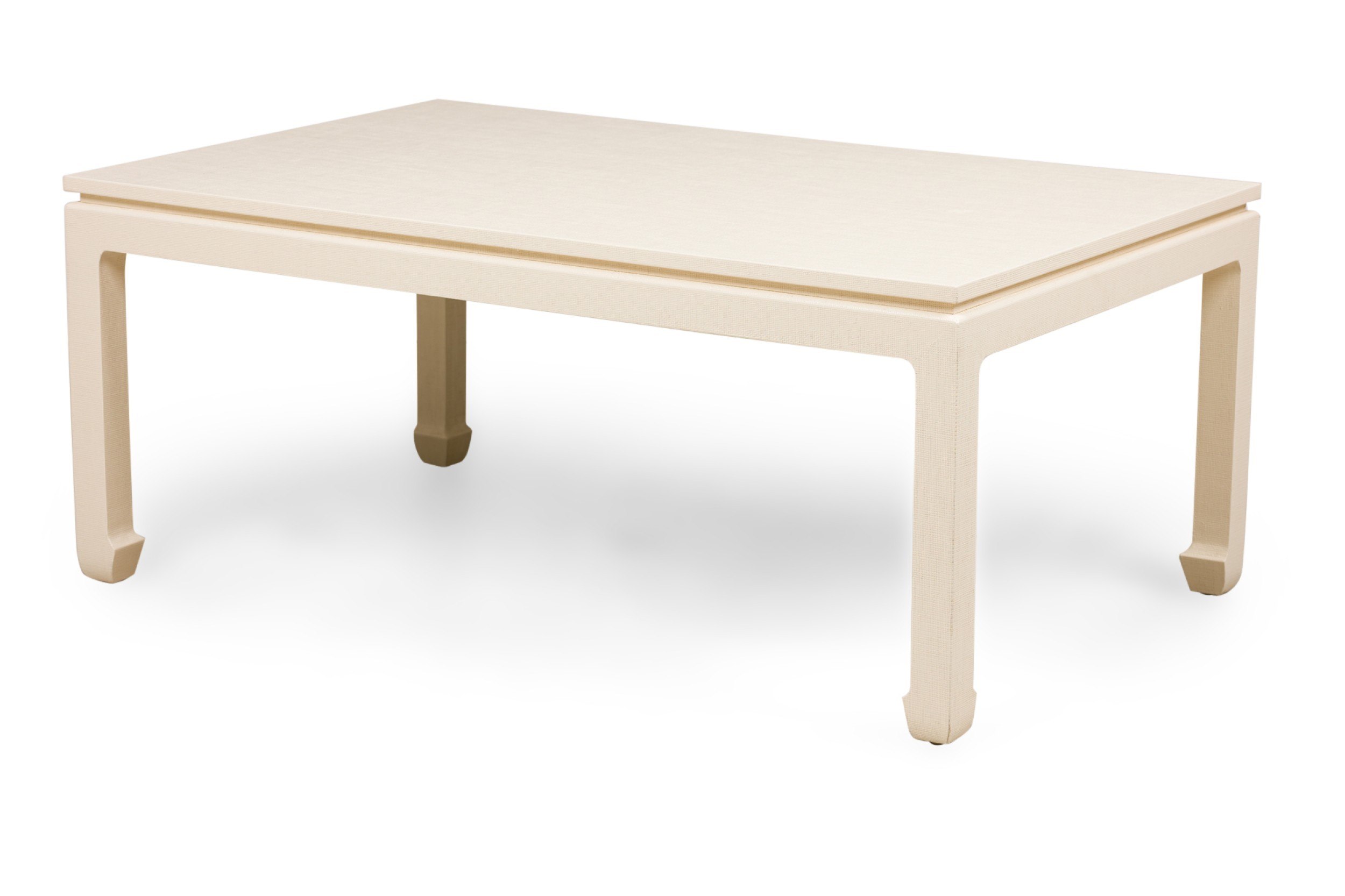 Asian contemporary ming dynasty style beige wrapped raffia coffee table  mto