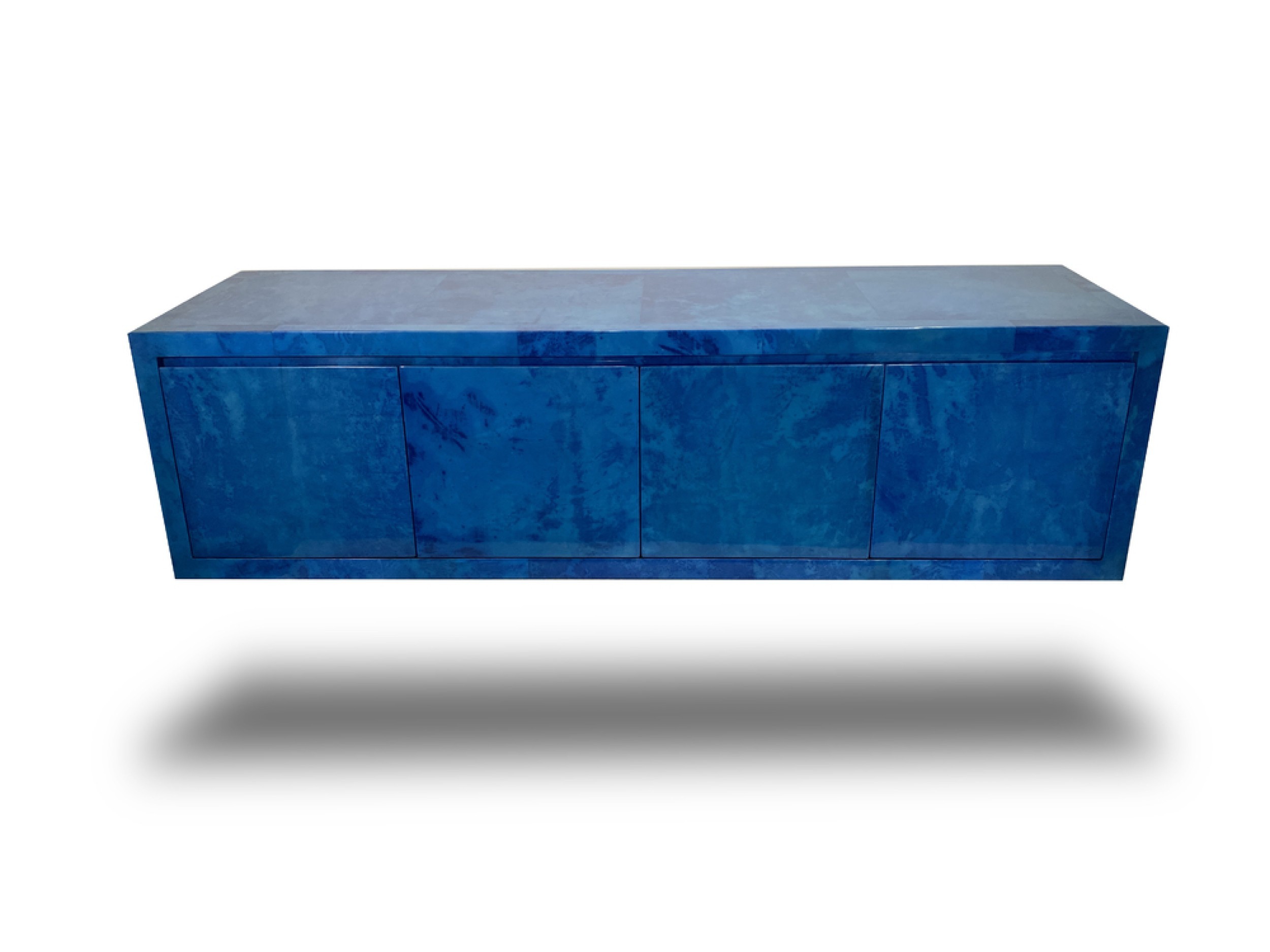 Karl springer mid century american modern lapis goatskin royal palm 4 door server credenza mto