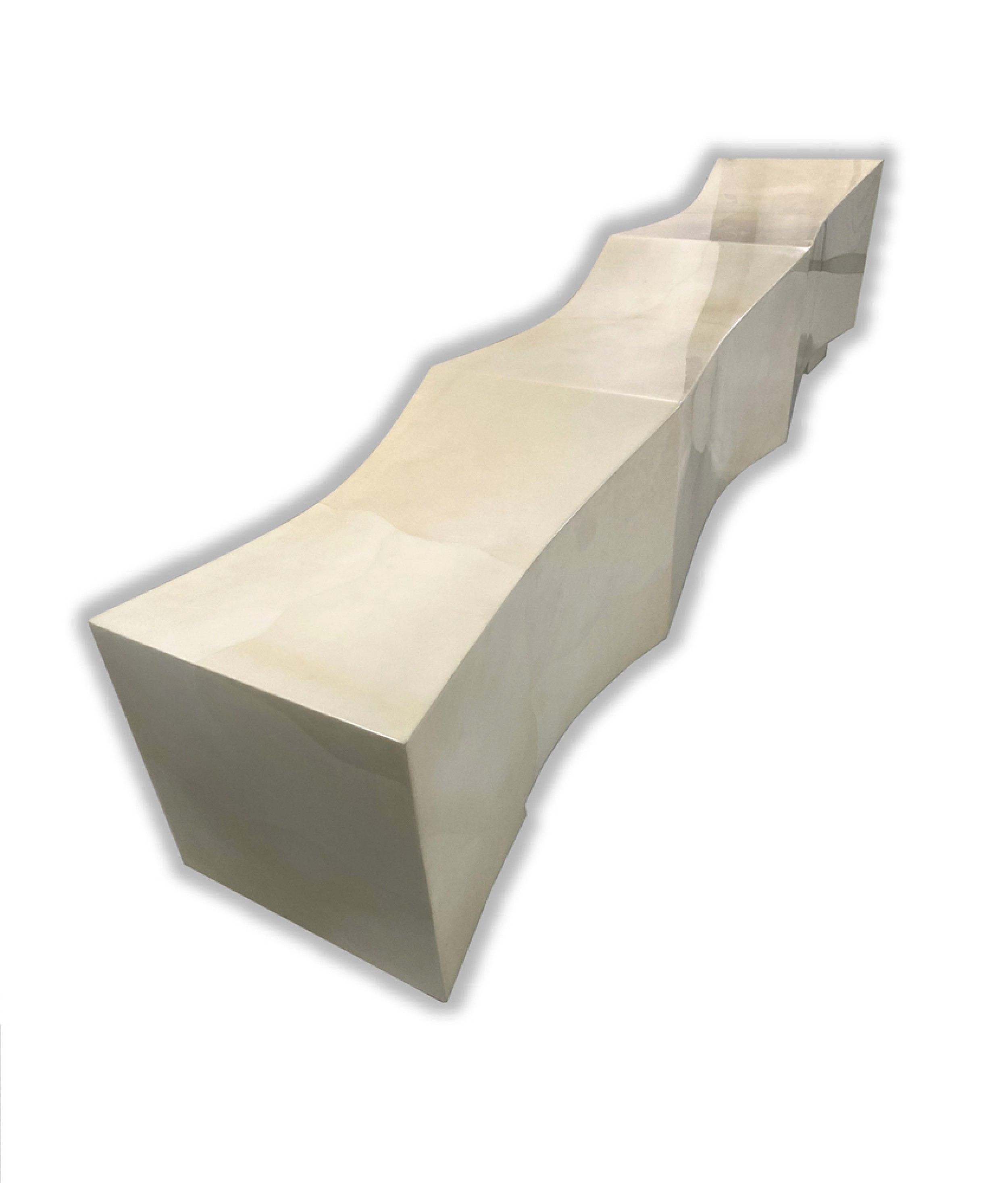 Karl springer contemporary american freeform beige parchment cameo seat bench mto