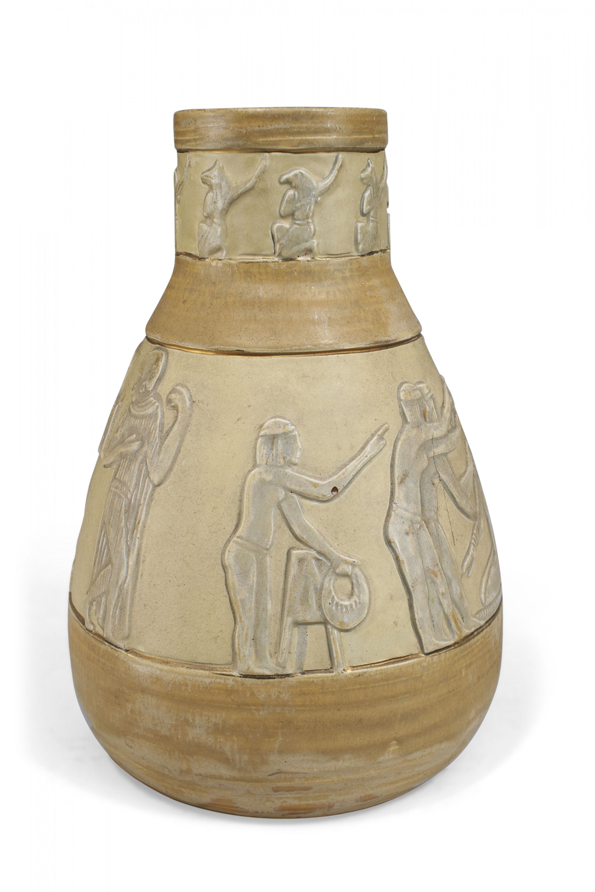 Austrian art deco dresser porcelain vase with egyptian figures