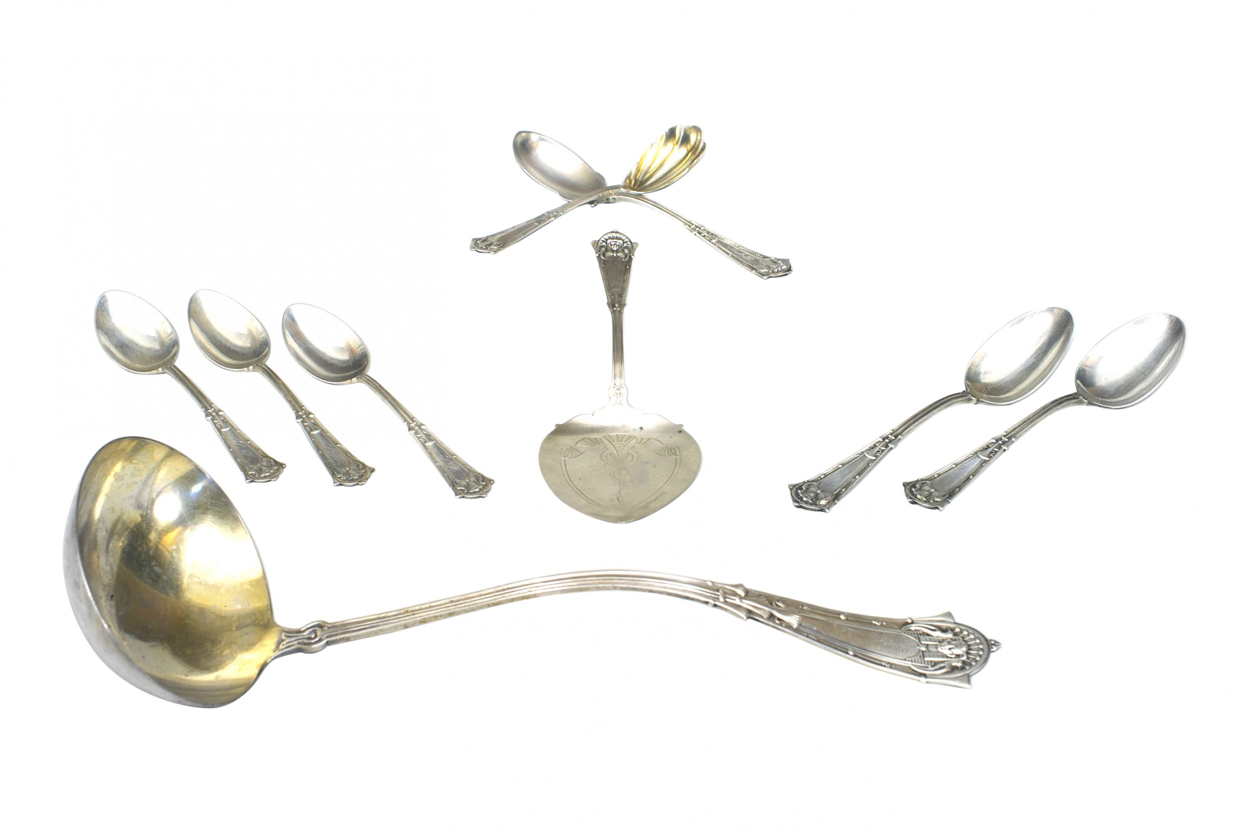 English arts crafts egyptian revival silver spoons 1