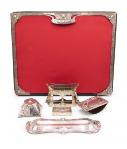 6 Piece english arts crafts silver desk set 1