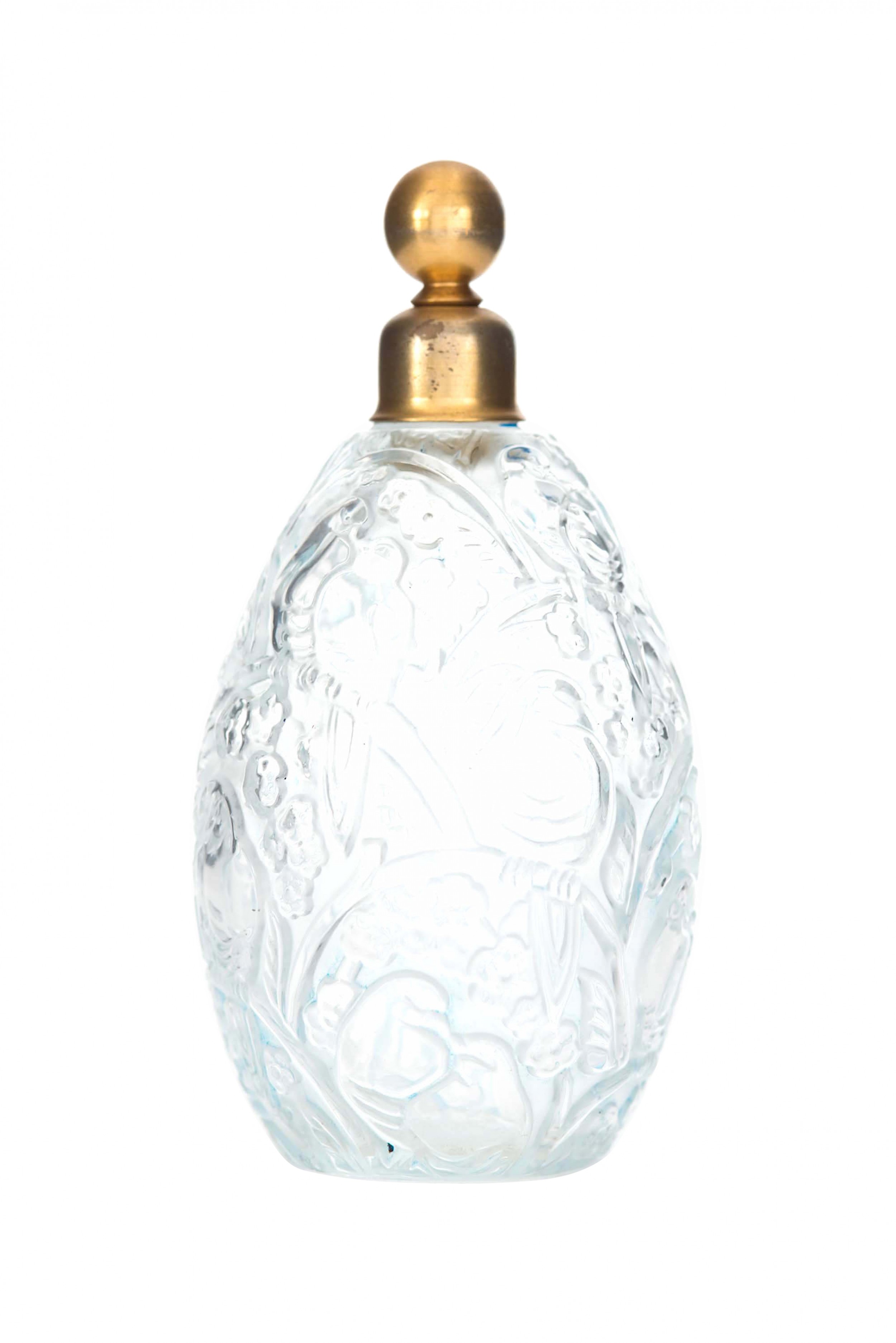 French art deco frosted glass perfume bottle