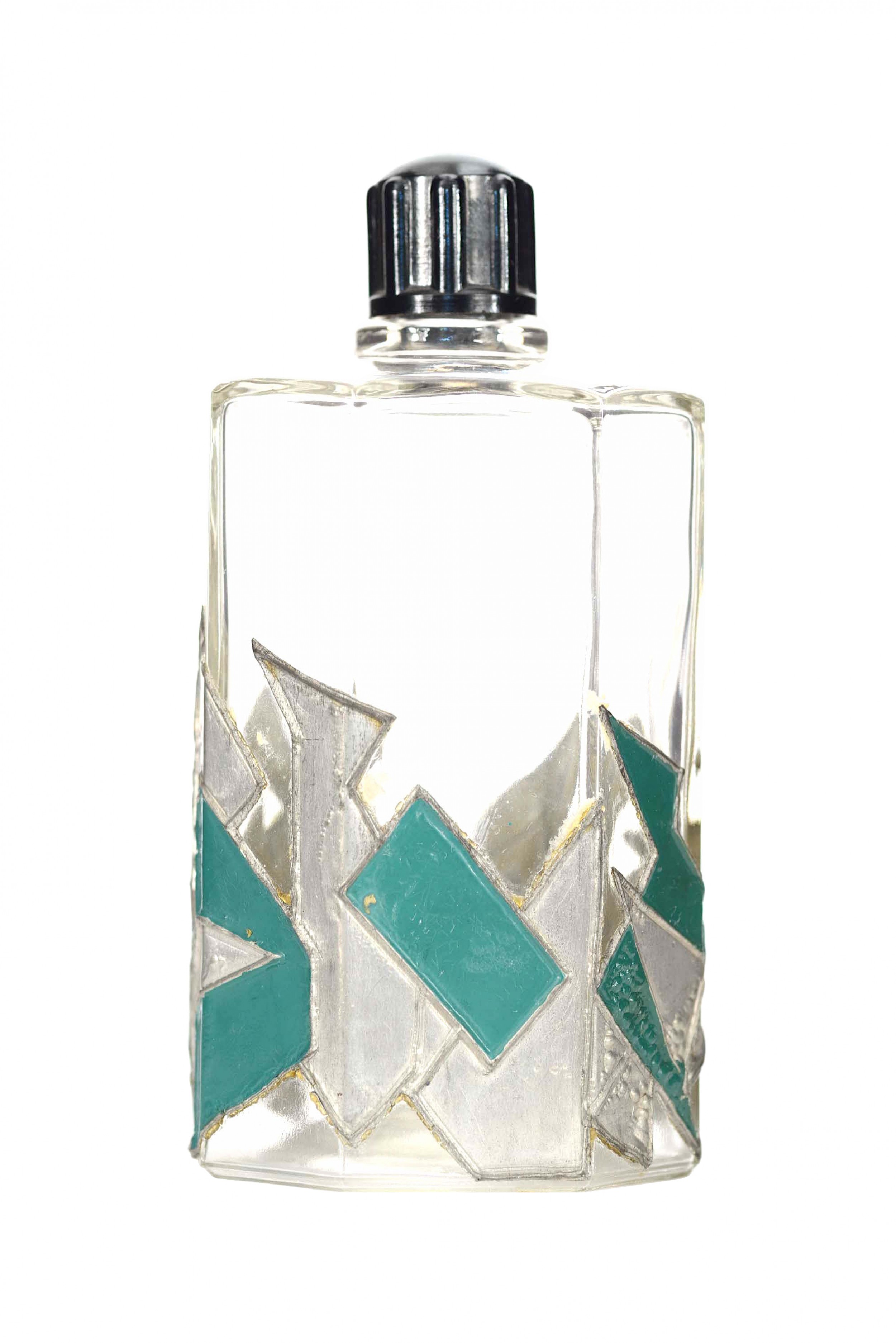 French ard deco faceted glass perfume bottle