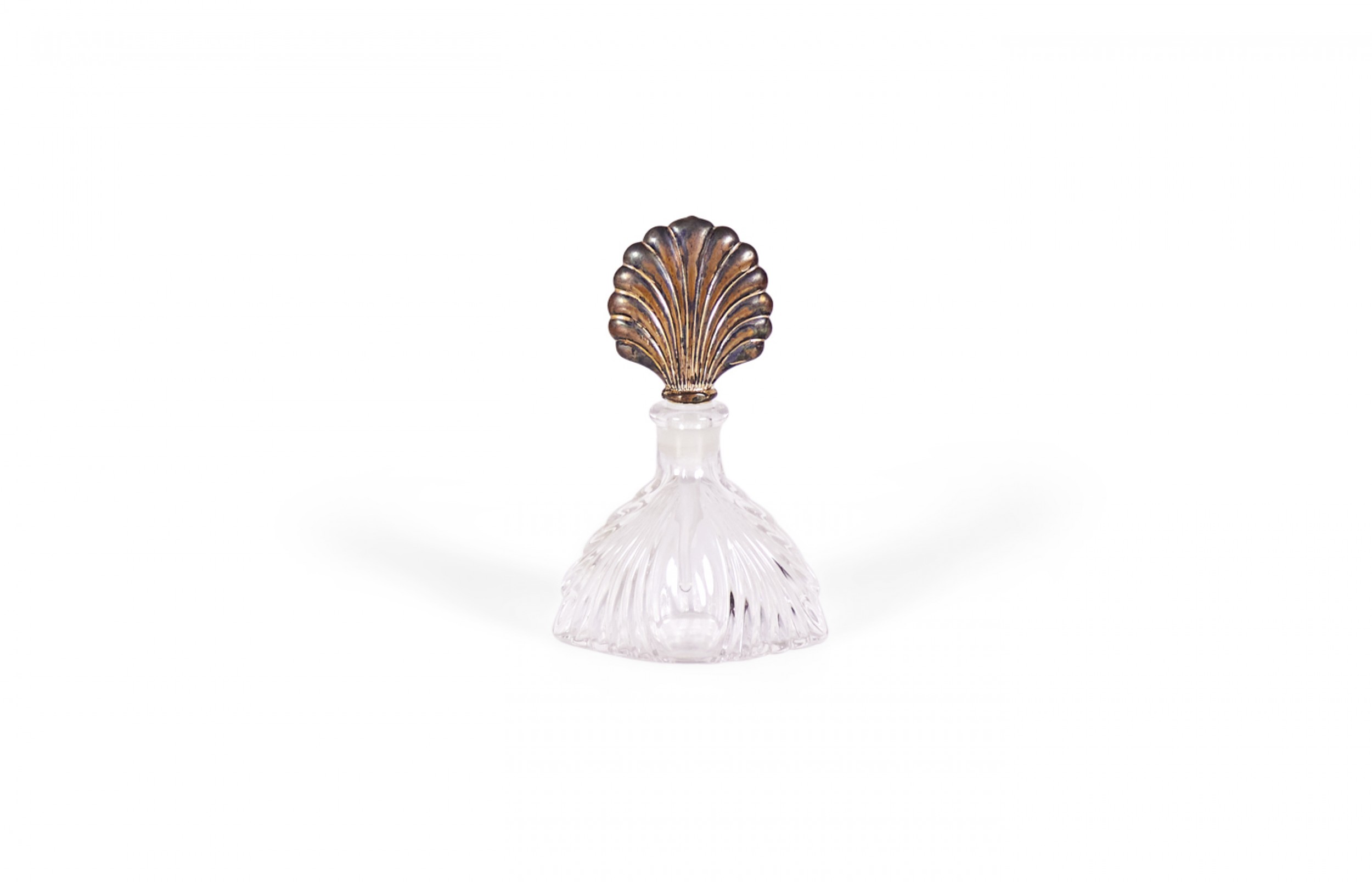 French art deco molded glass and silver perfume bottle