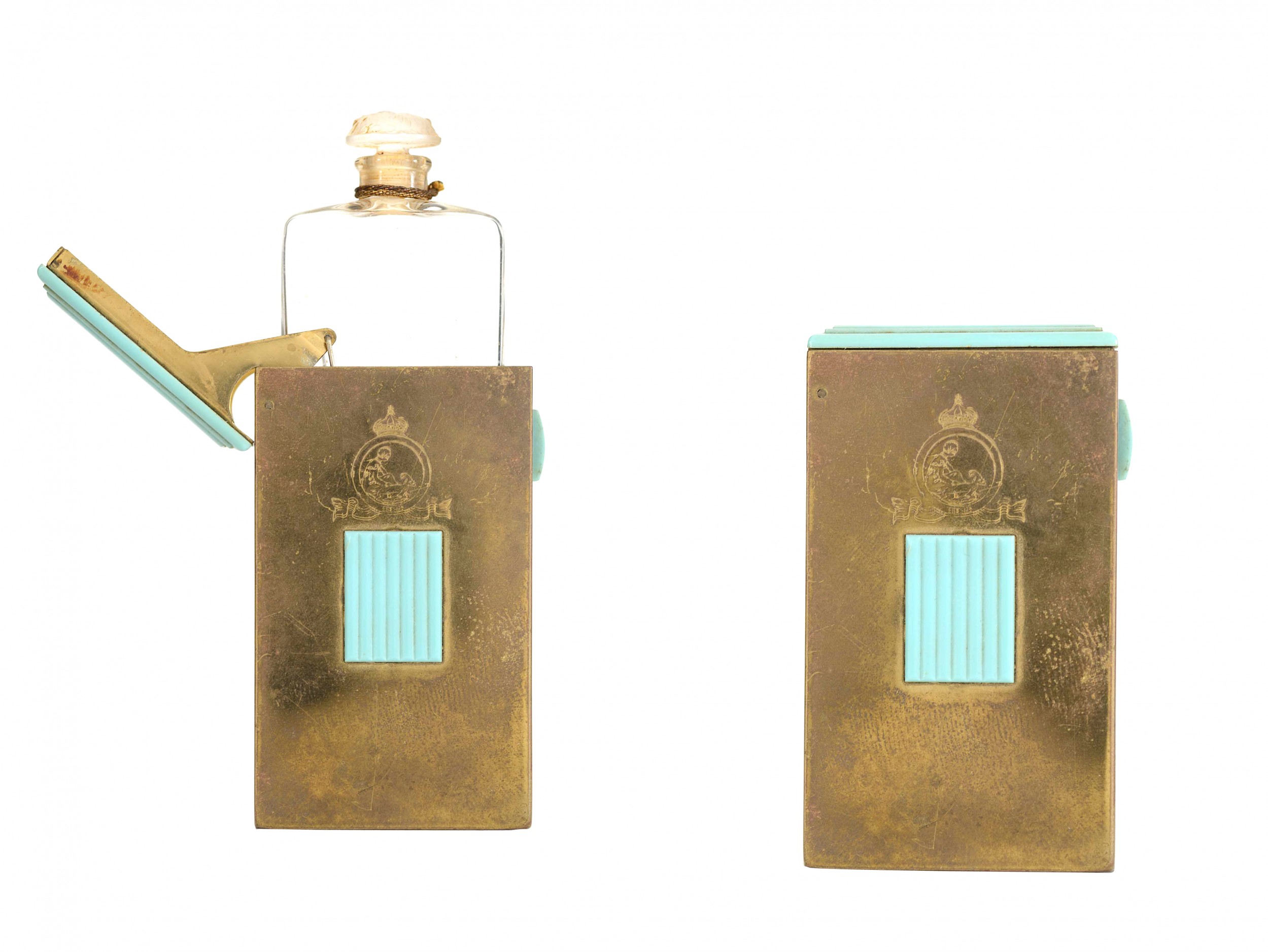 French art deco coty l aimant perfume bottle and case