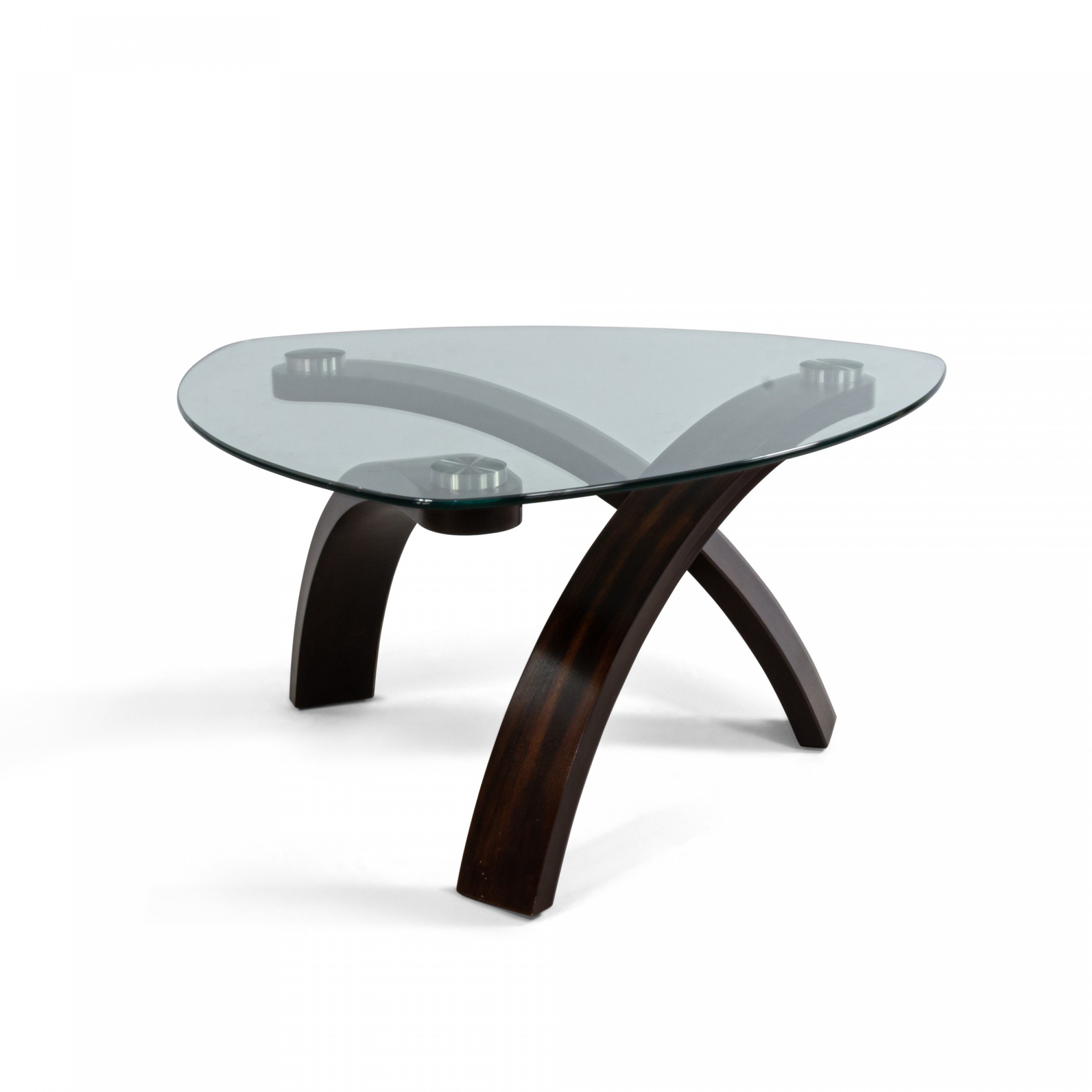 Contemporary molded wood and glass coffee table