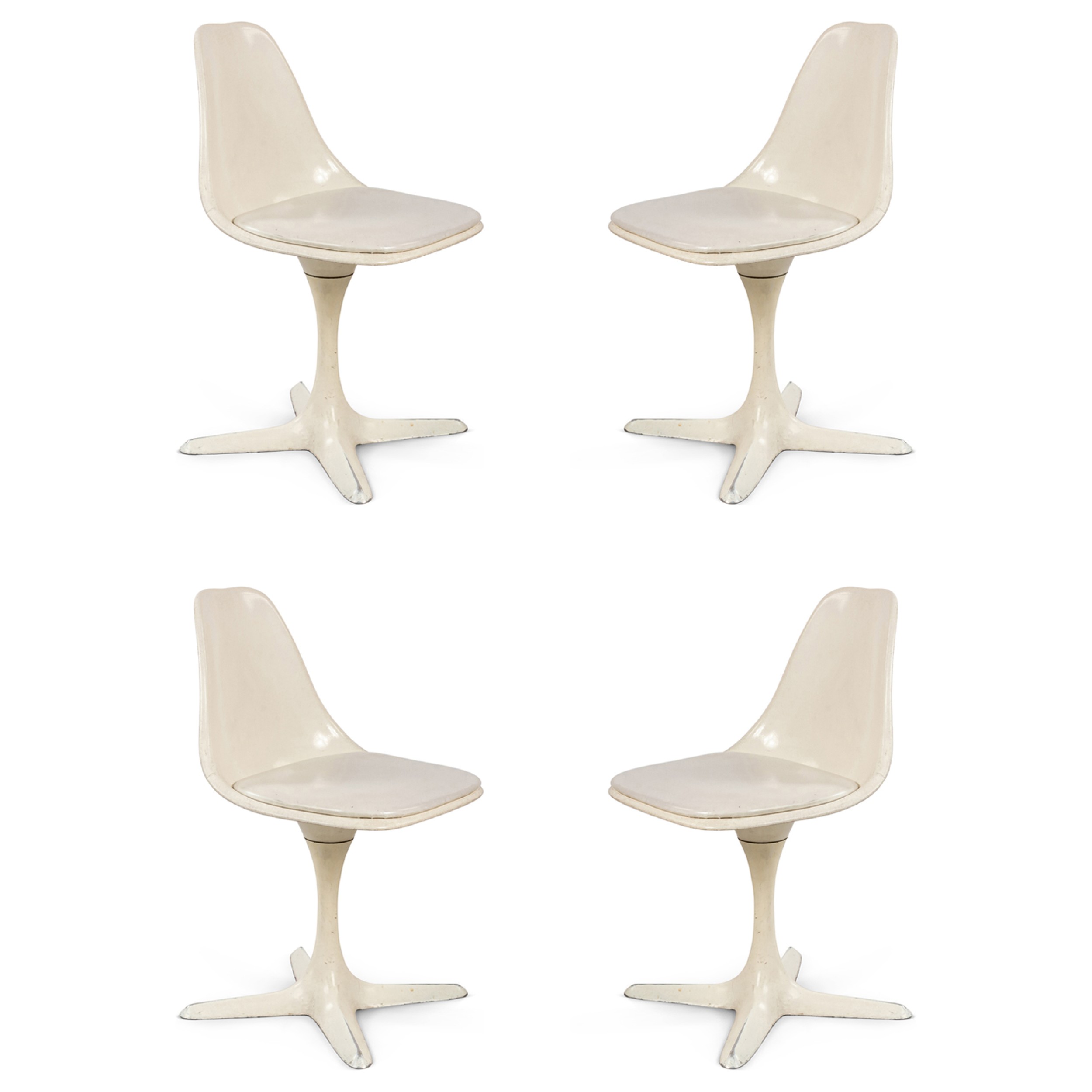 Mid century white tulip side chairs