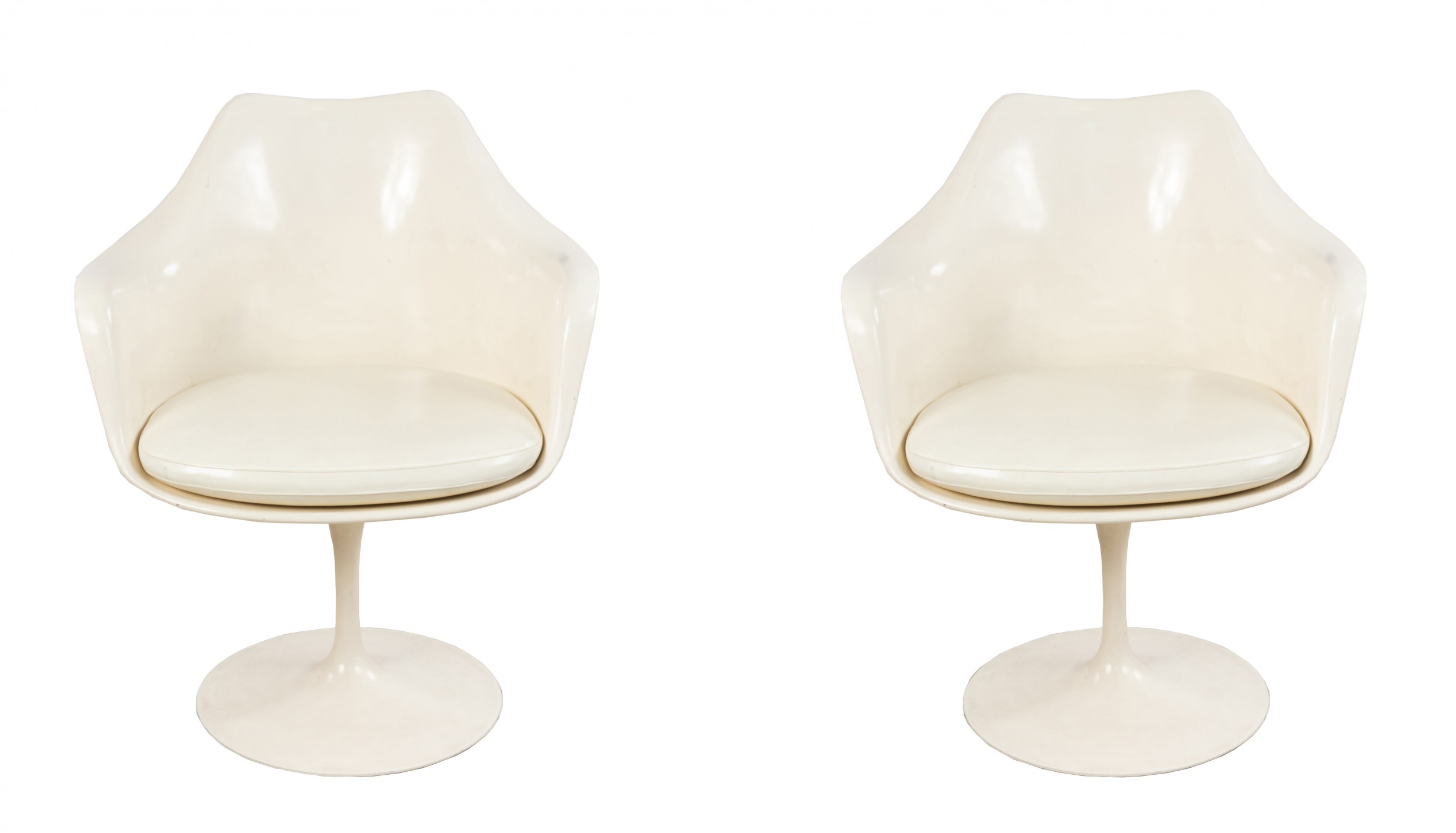 Mid century white tulip arm chairs