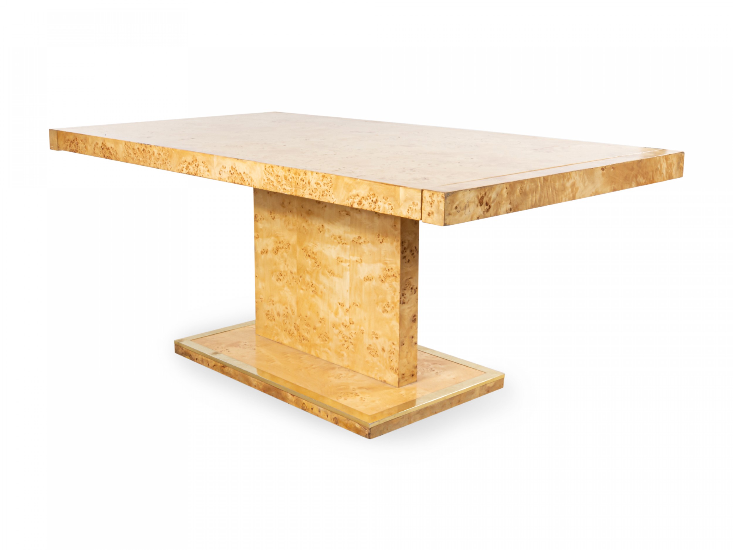 Milo Baughman Style Burl Wood Dining Table