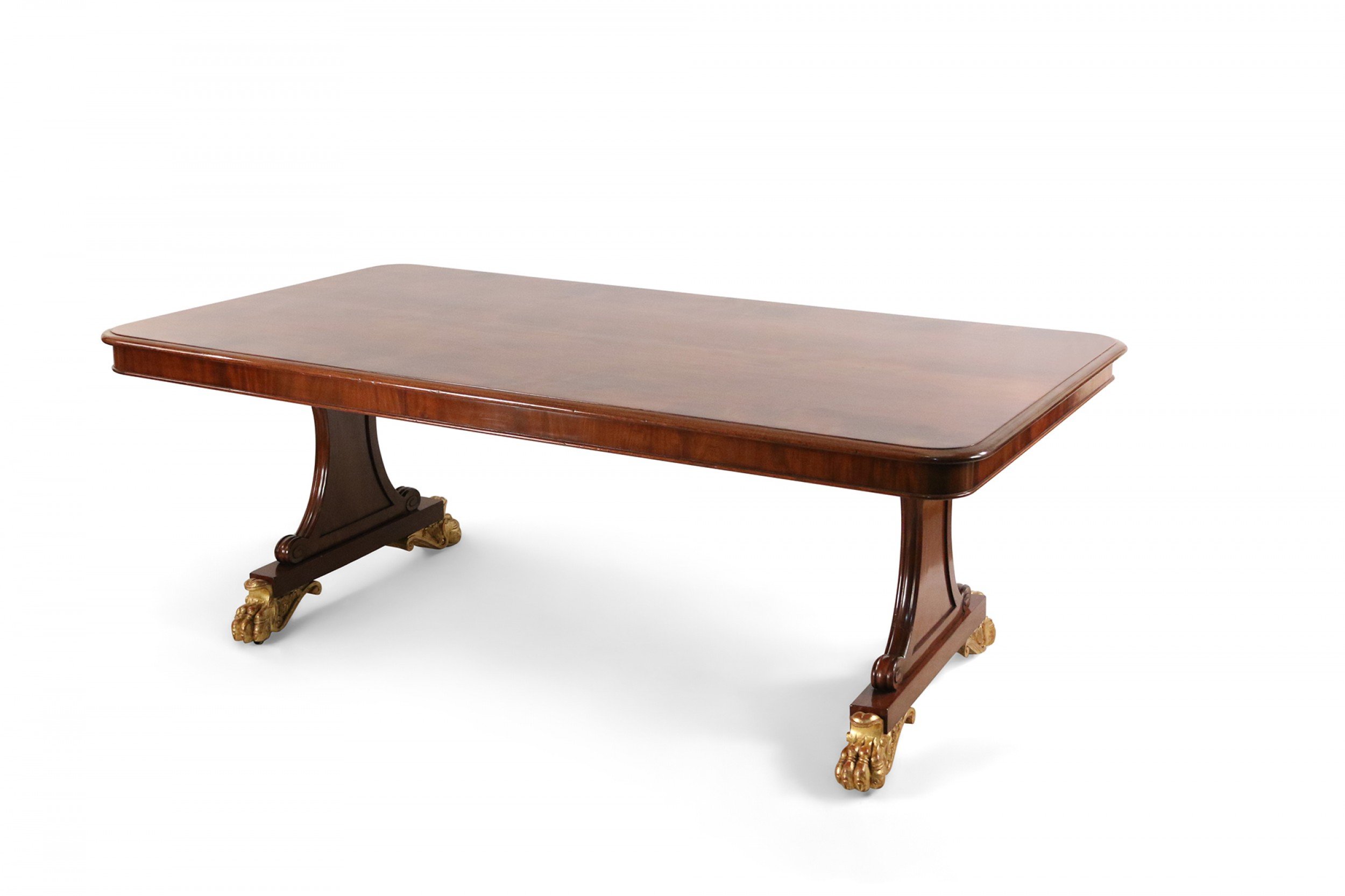 English regency mahogany claw foot dining table