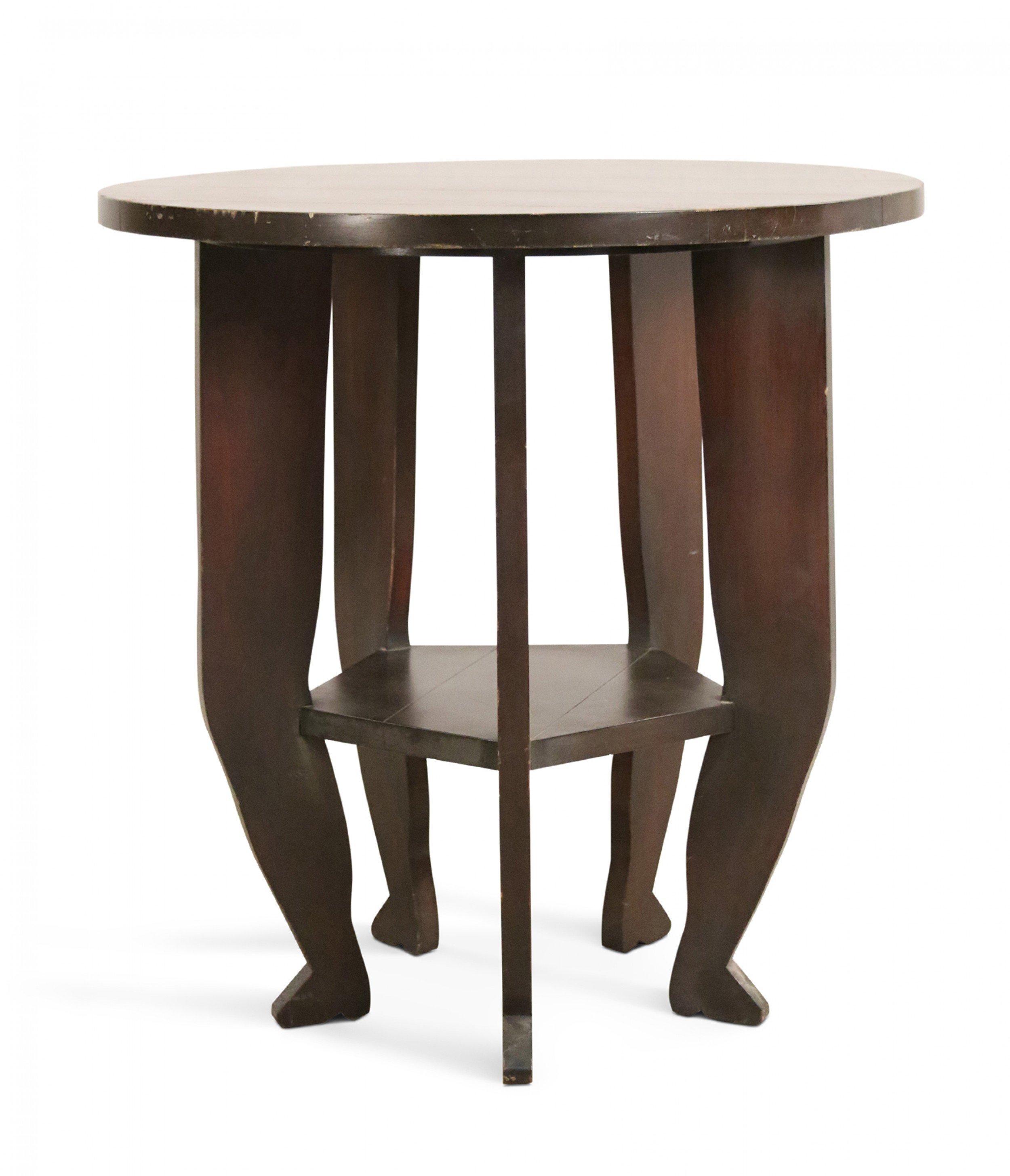 Contemporary Brown Painted Large Circular 5 Leg End Table