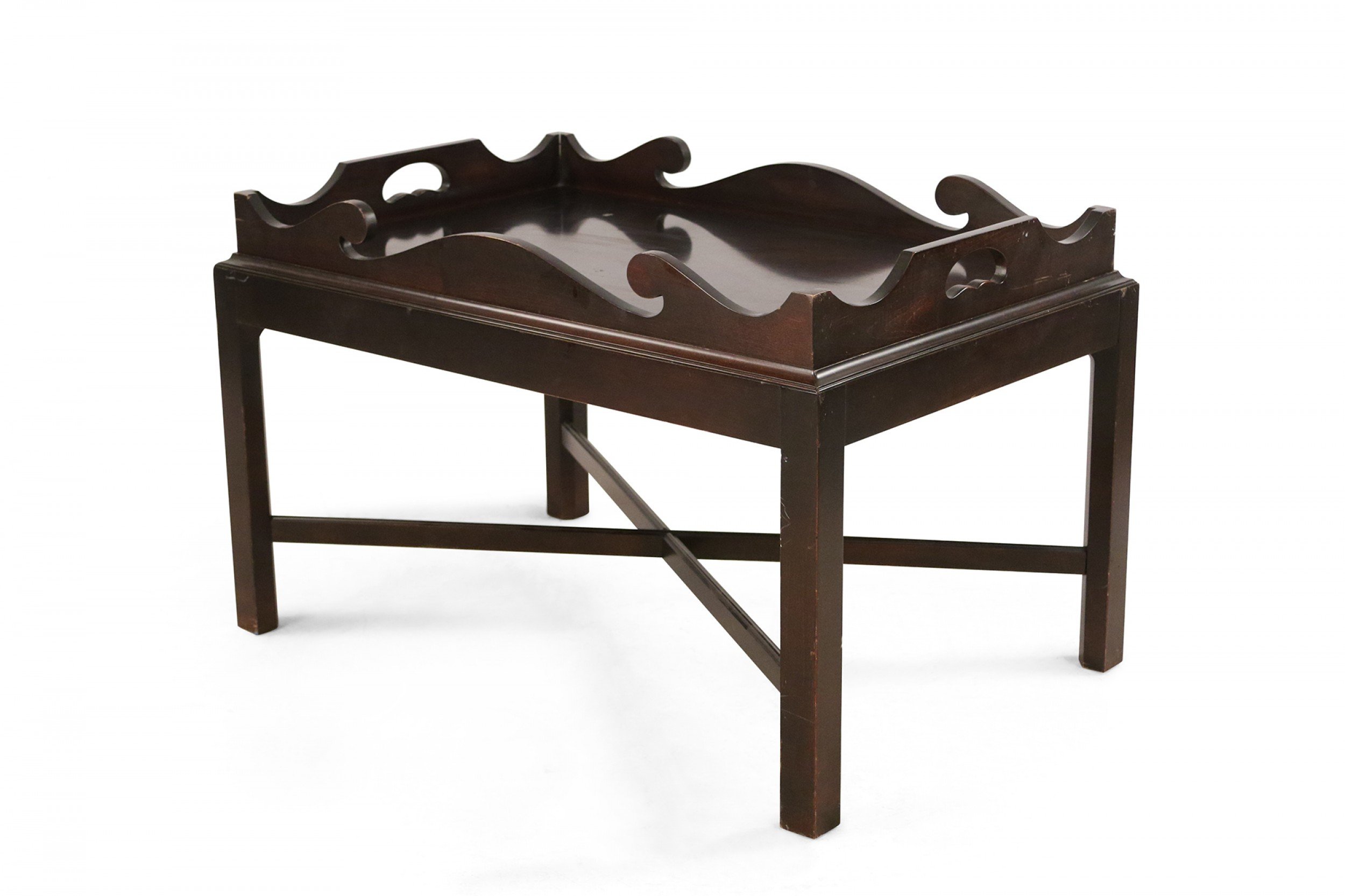 Contemporary dark wood removable tray top coffee table