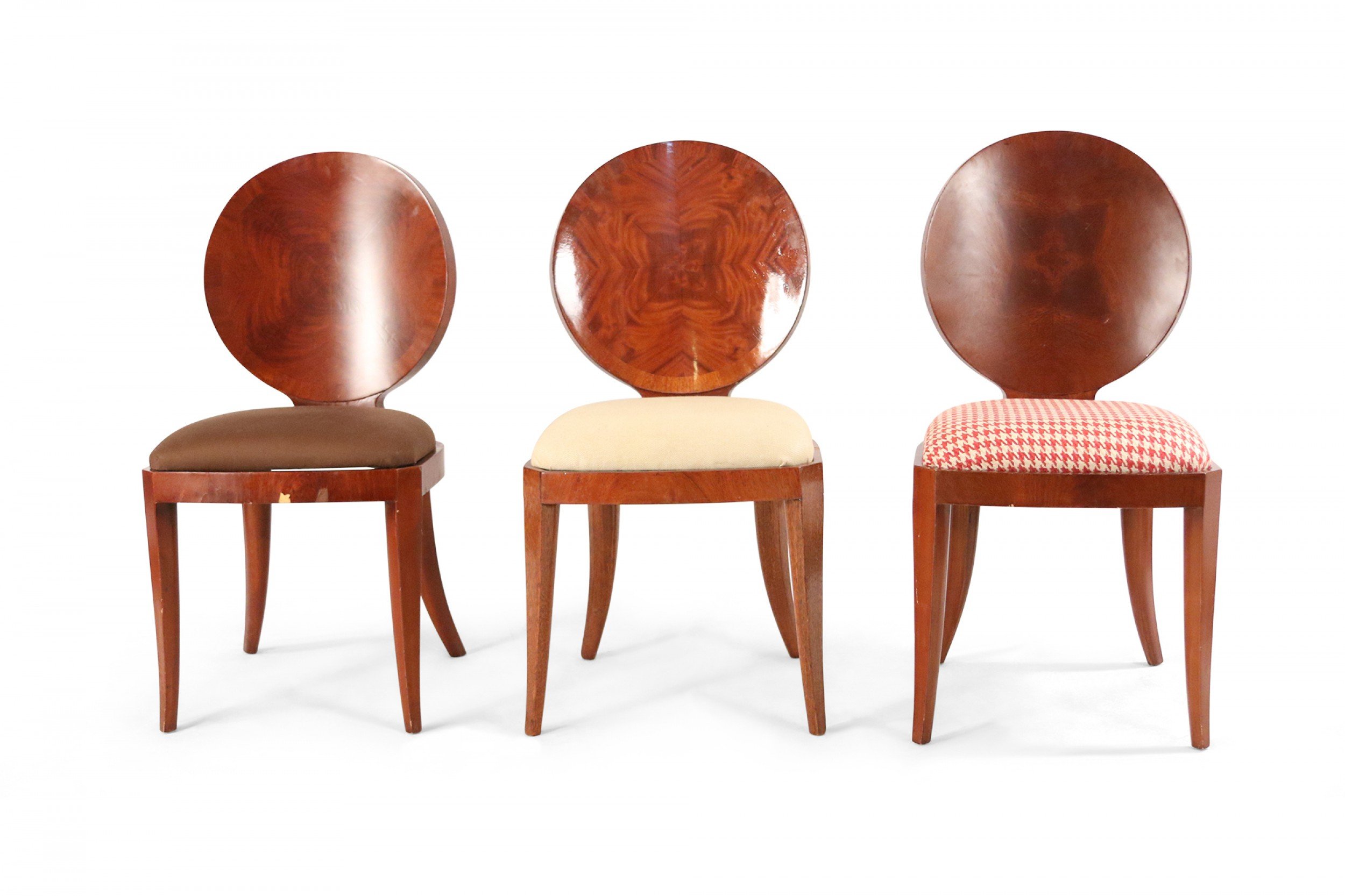 Set of 9 mid century maple veneer oval back side chairs