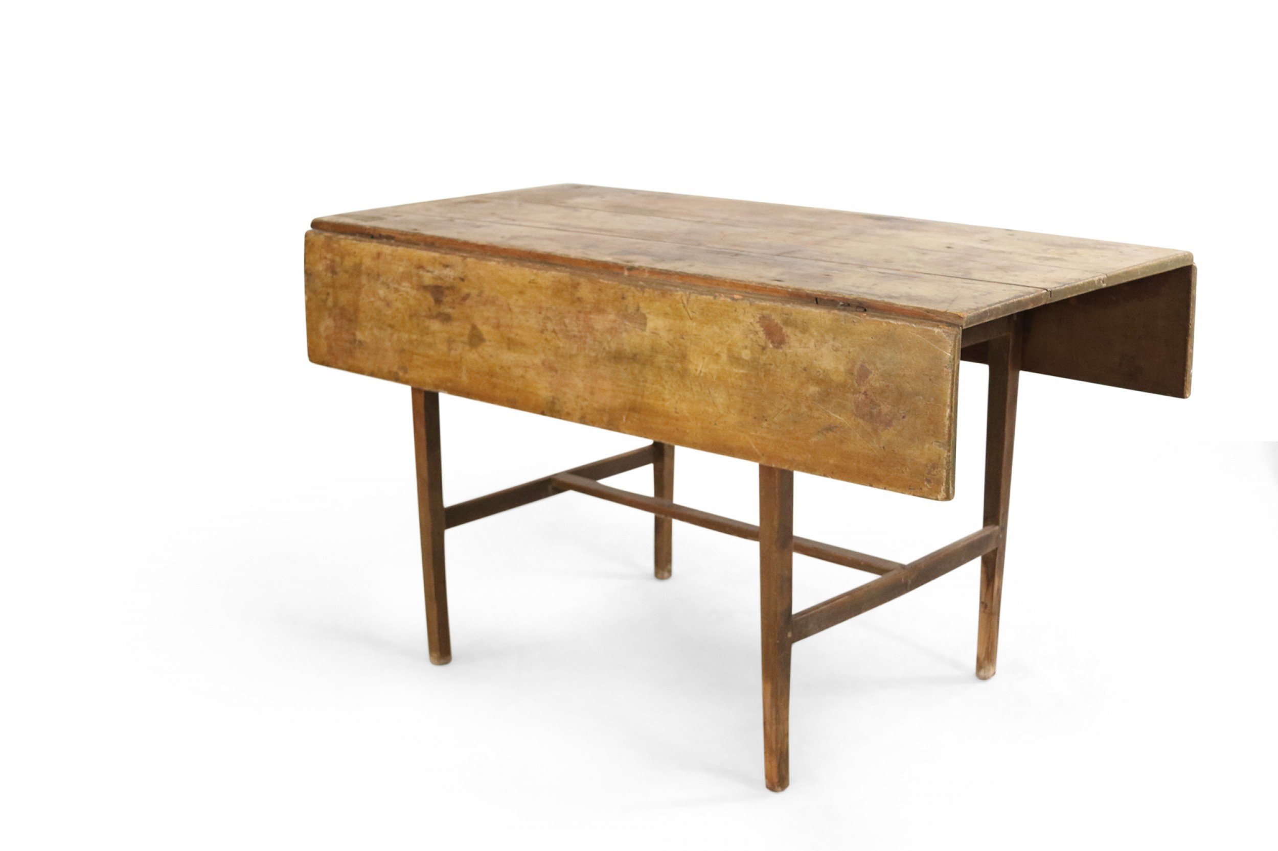 American country rustic pine wood drop leaf dining table