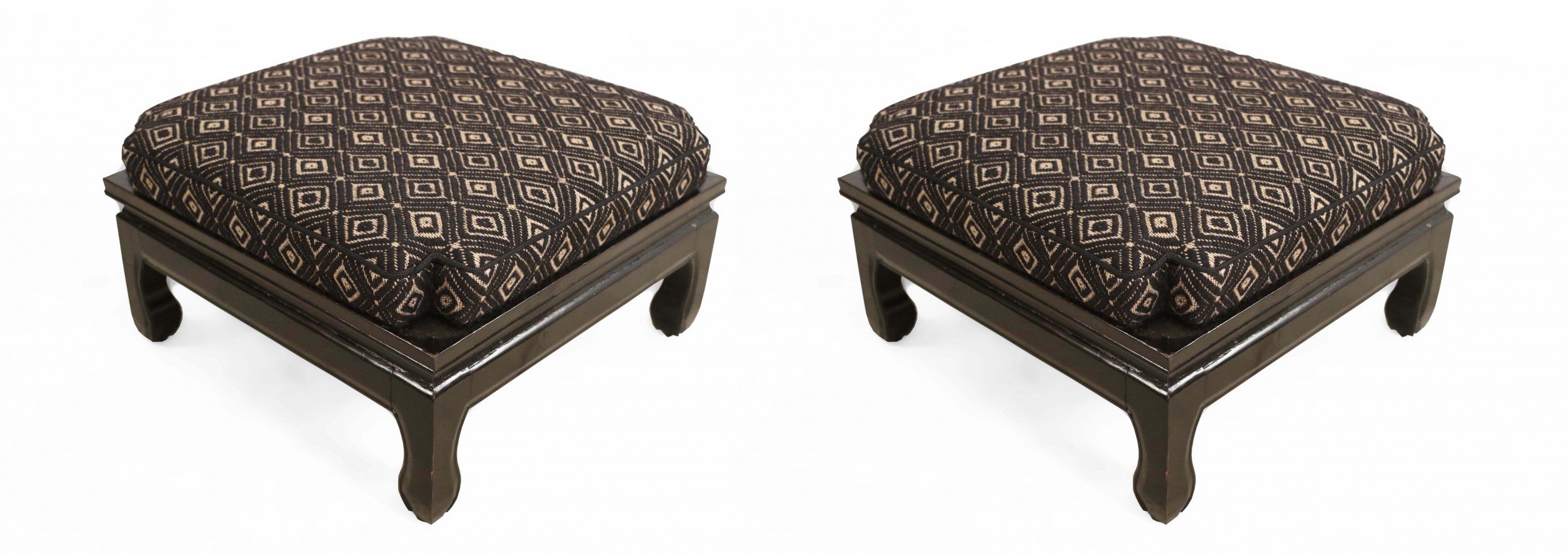 Contemporary black lacquer and upholstery footstools