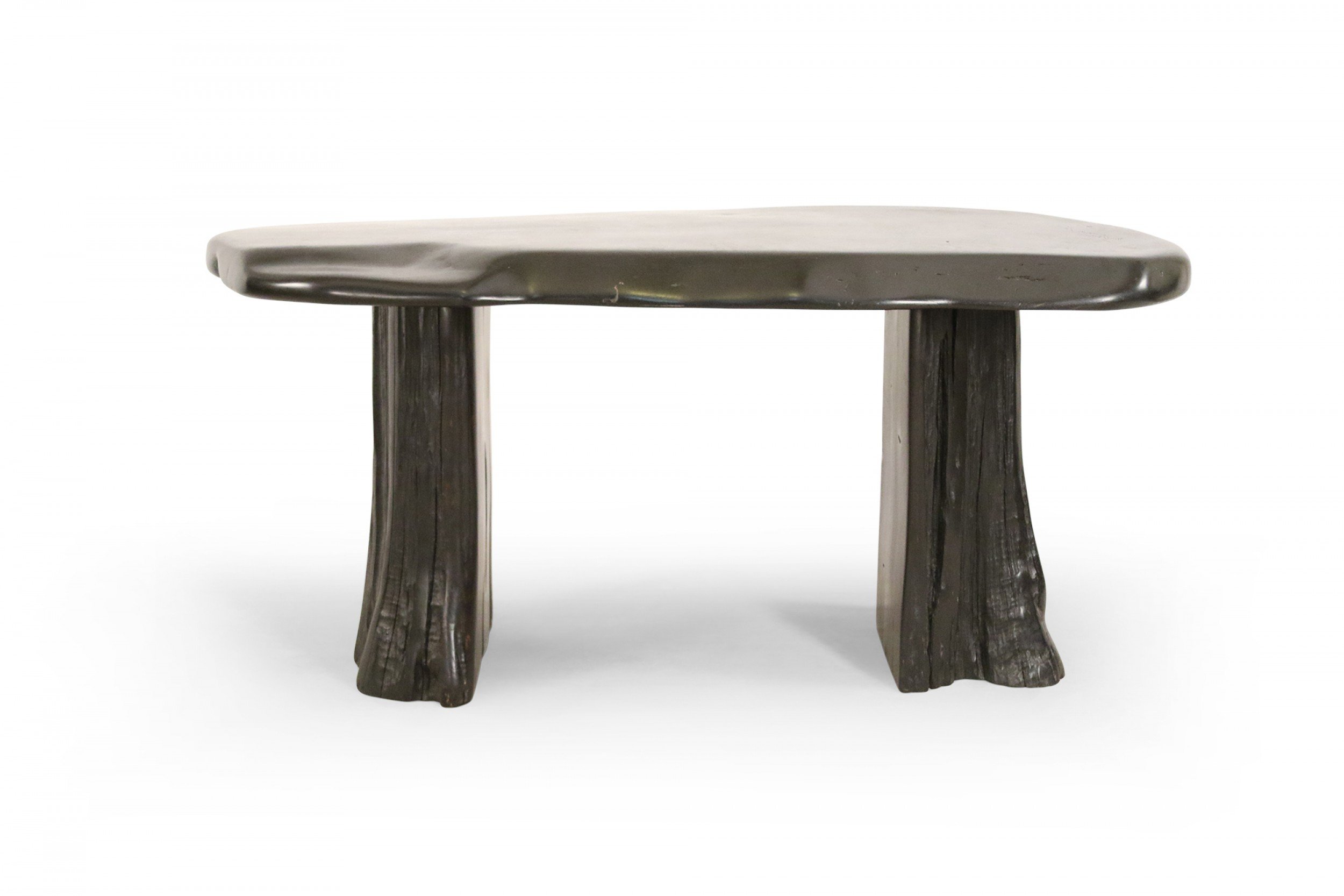 Contemporary black painted tree trunk design dining table