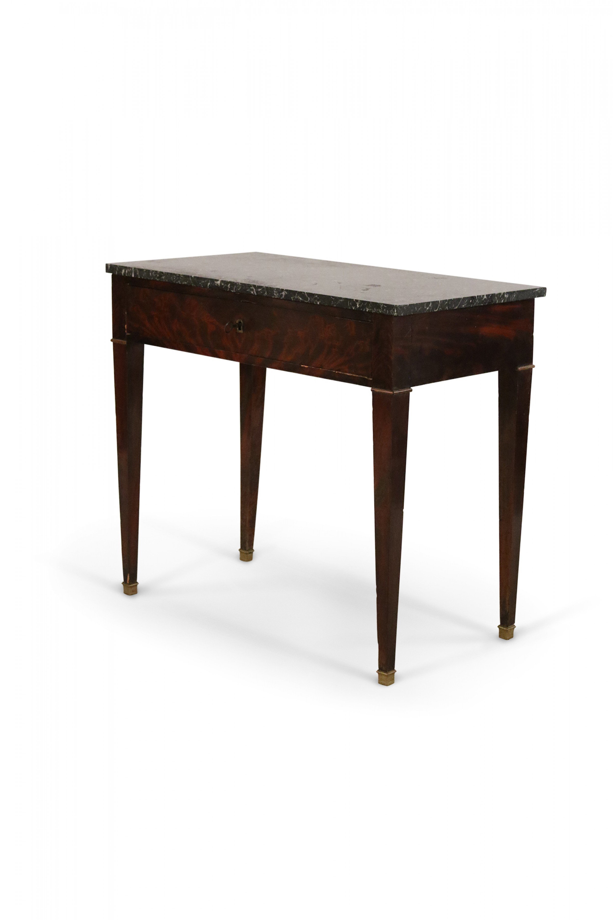 English Georgian Style Mahogany and Black Marble Console Table