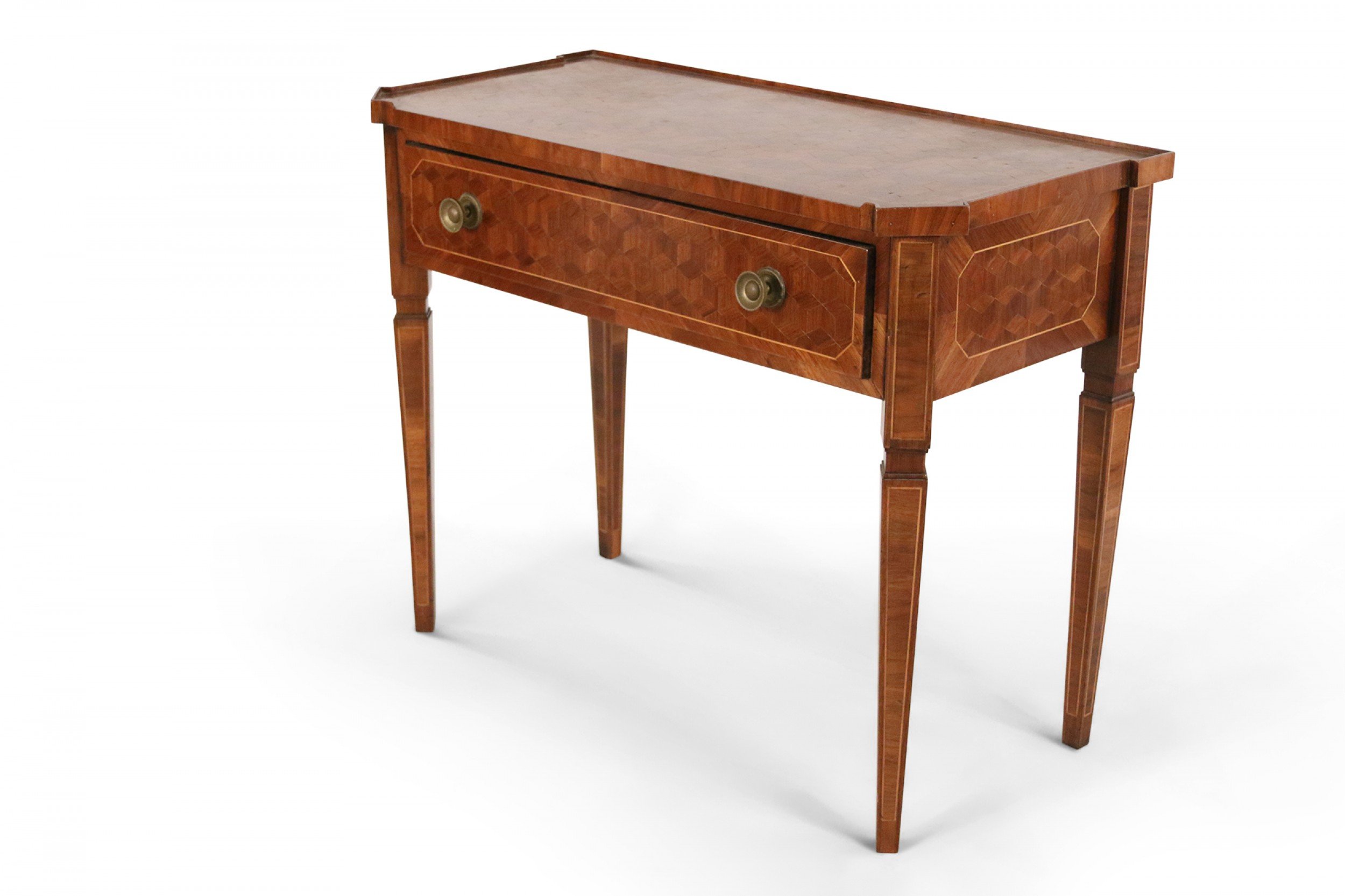 Continental German Mahogany Parquetry Veneer Console Table