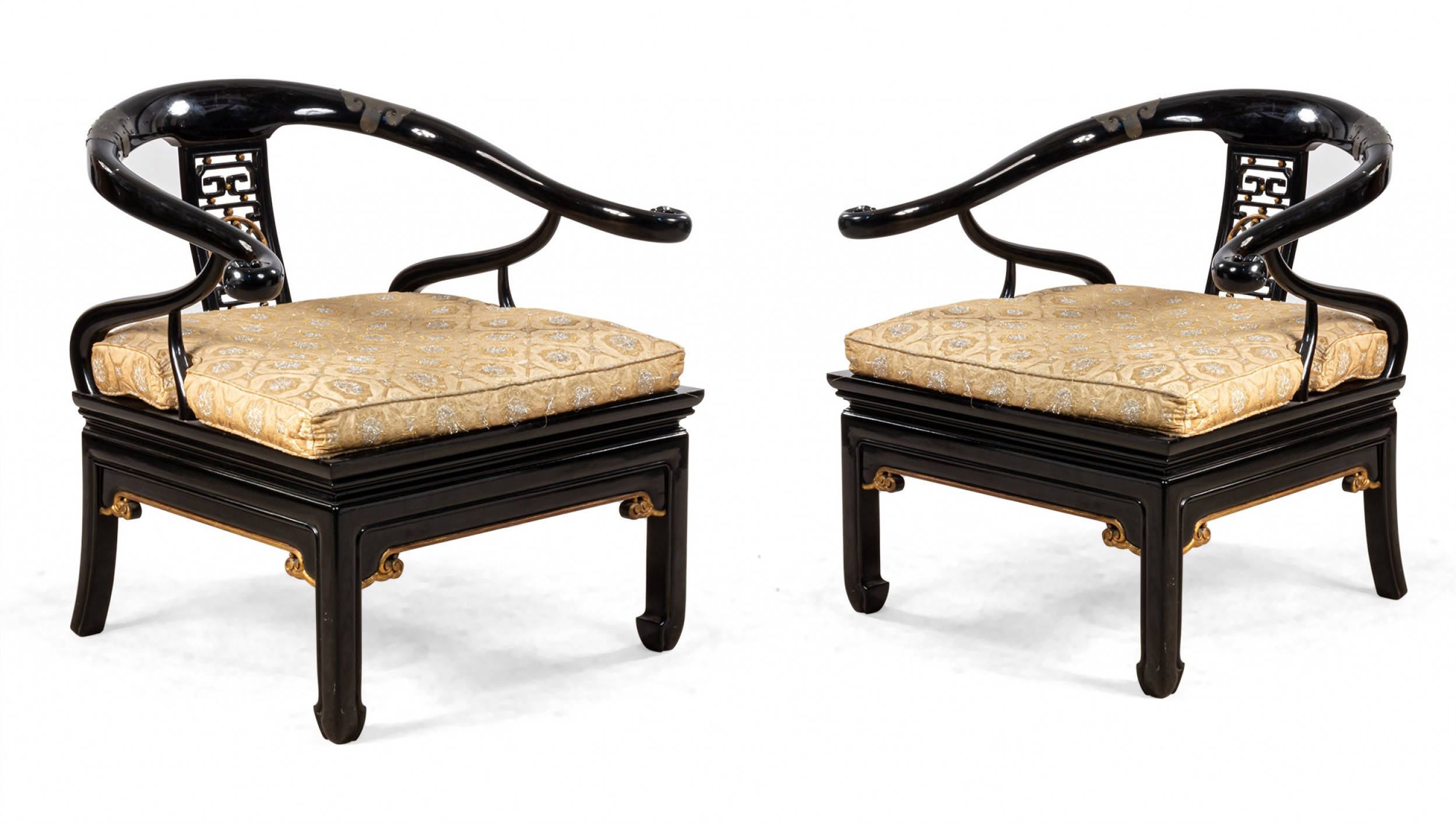Ebonized Regency Style Lounge Chairs