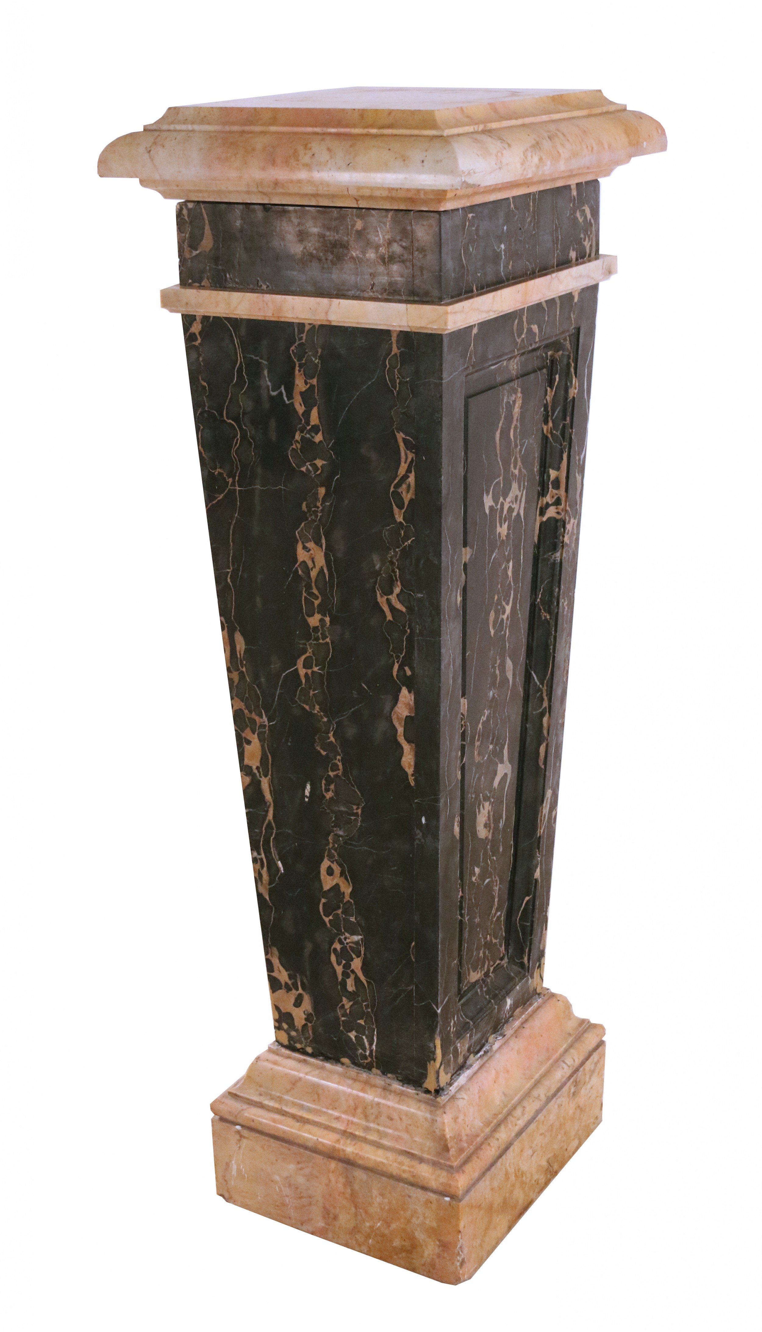 French Empire Style Solid Black and Beige Marble Pedestal