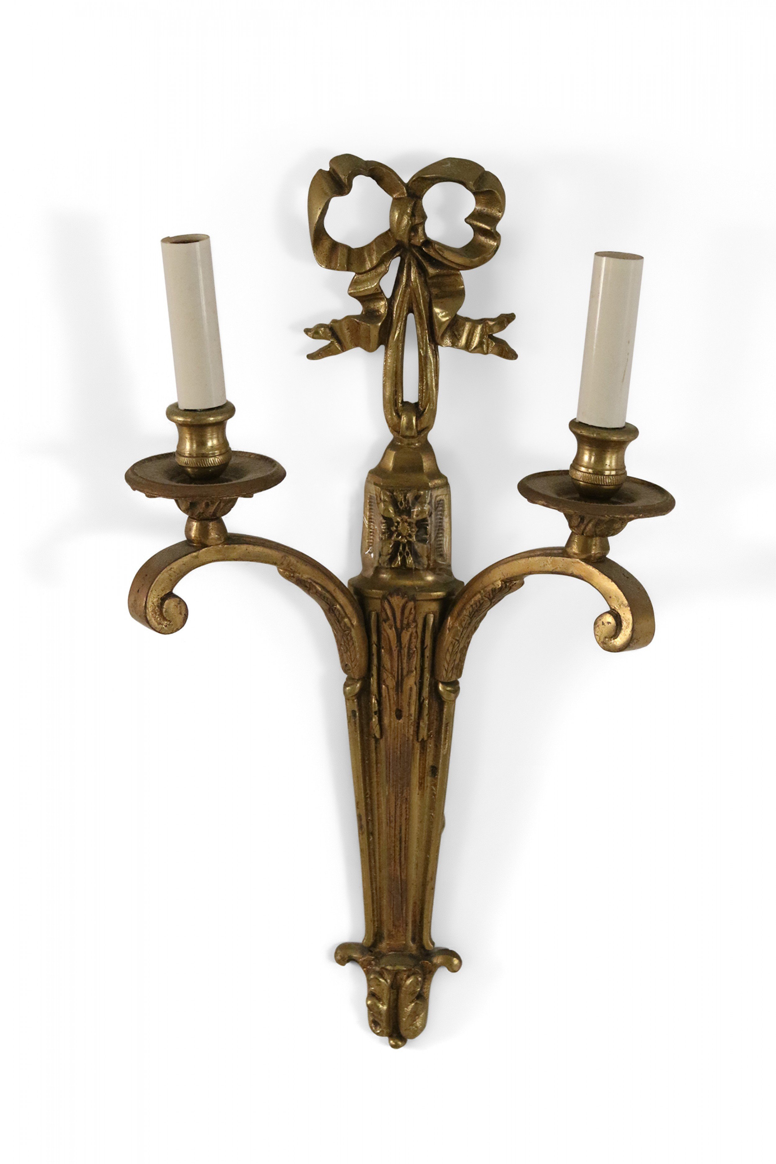 French Louis XV Style Bow Knot Brass Wall Sconce