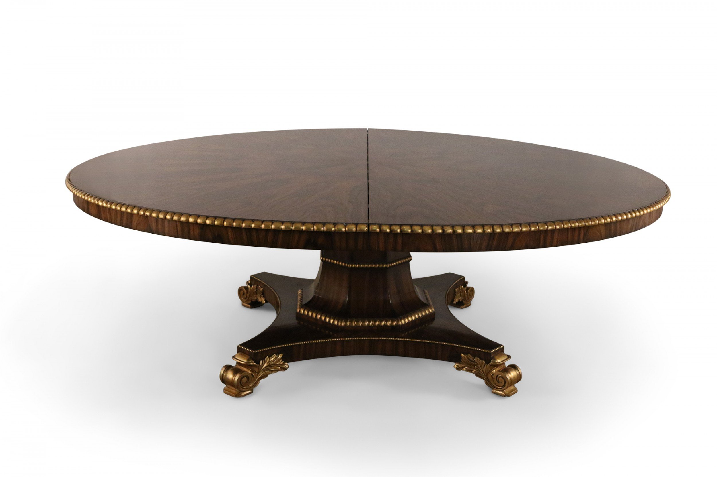 English Regency Mahogany and Giltwood Round Center Table