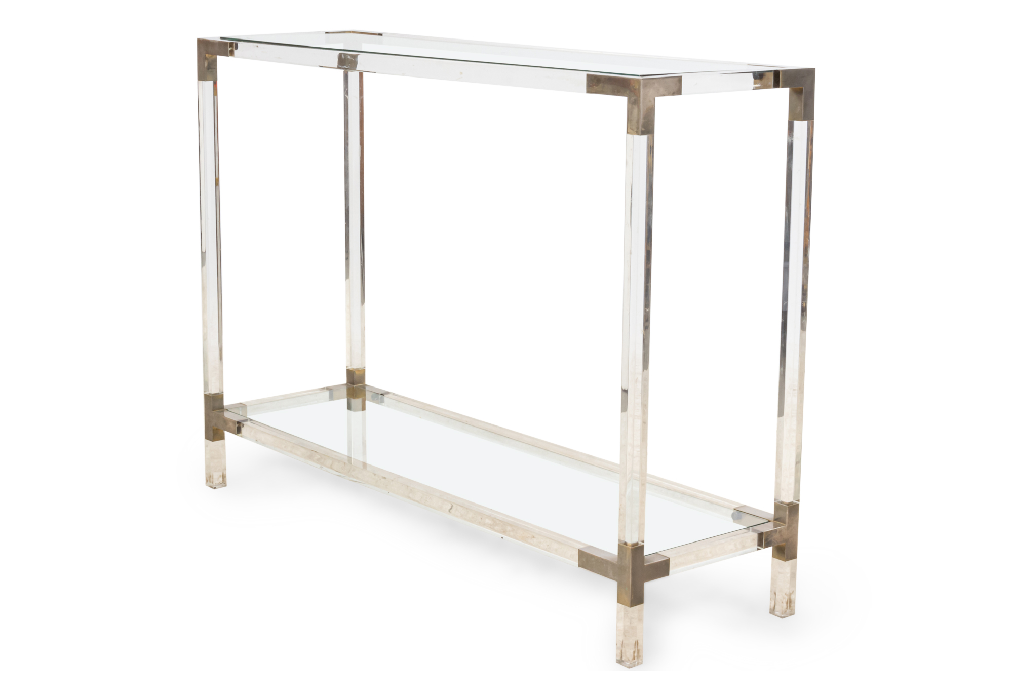 French Mid Century Lucite & Metal Console Table