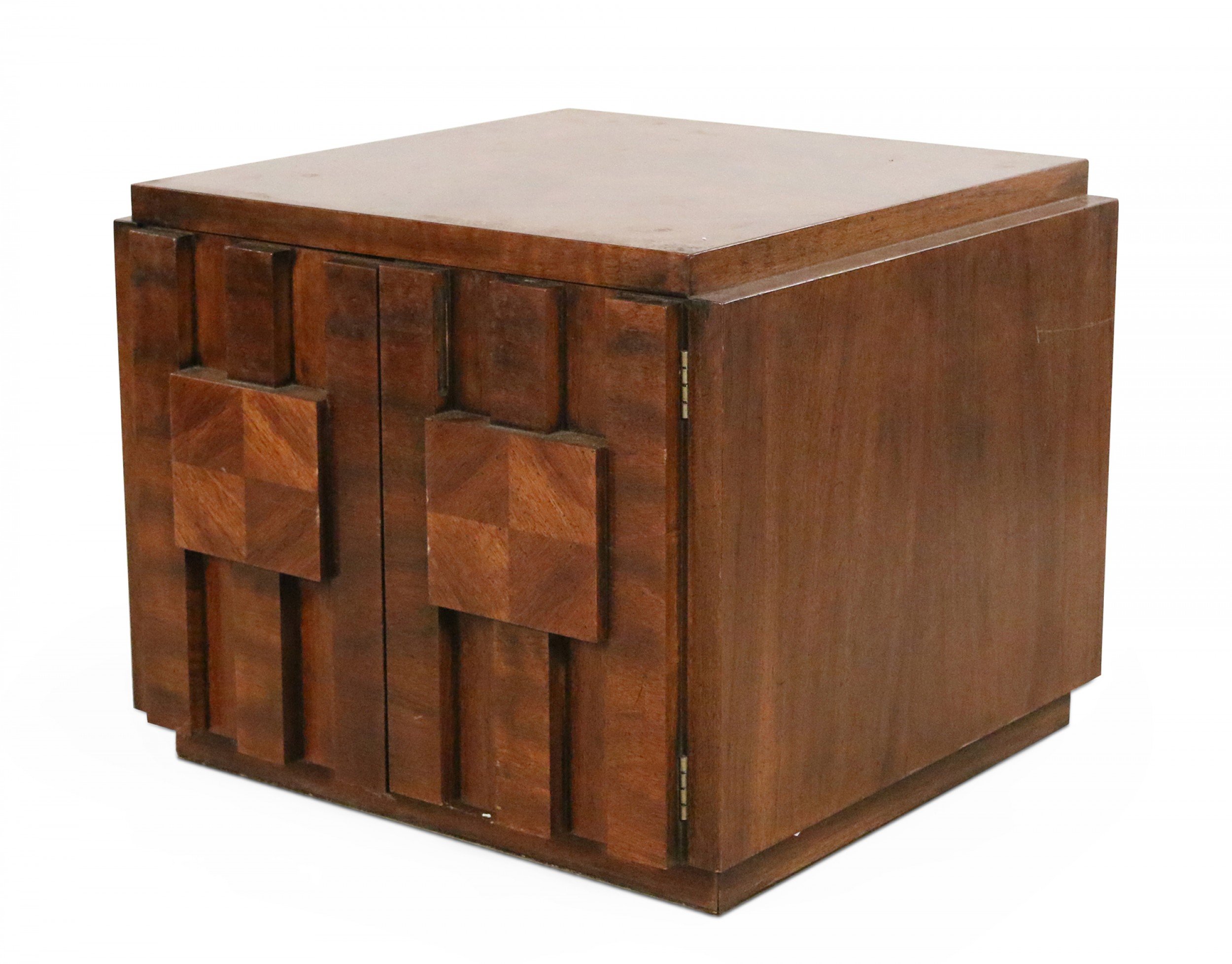Mid century lane walnut square side table cabinet