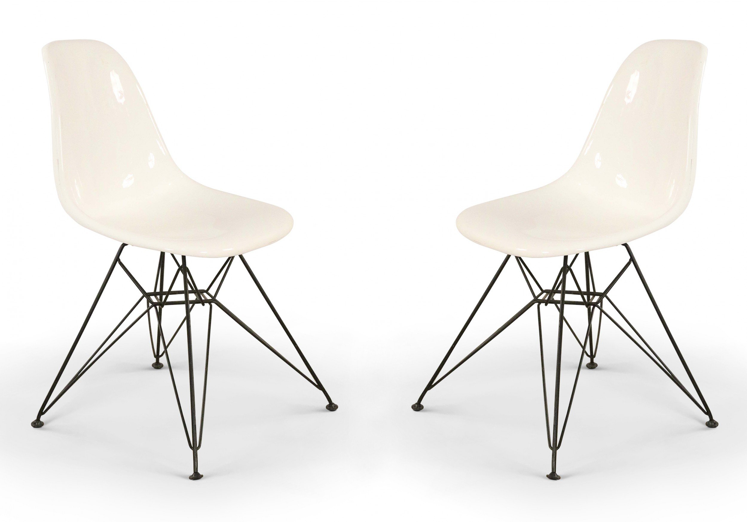 Mid Century White Molded Plastic Shell Chairs