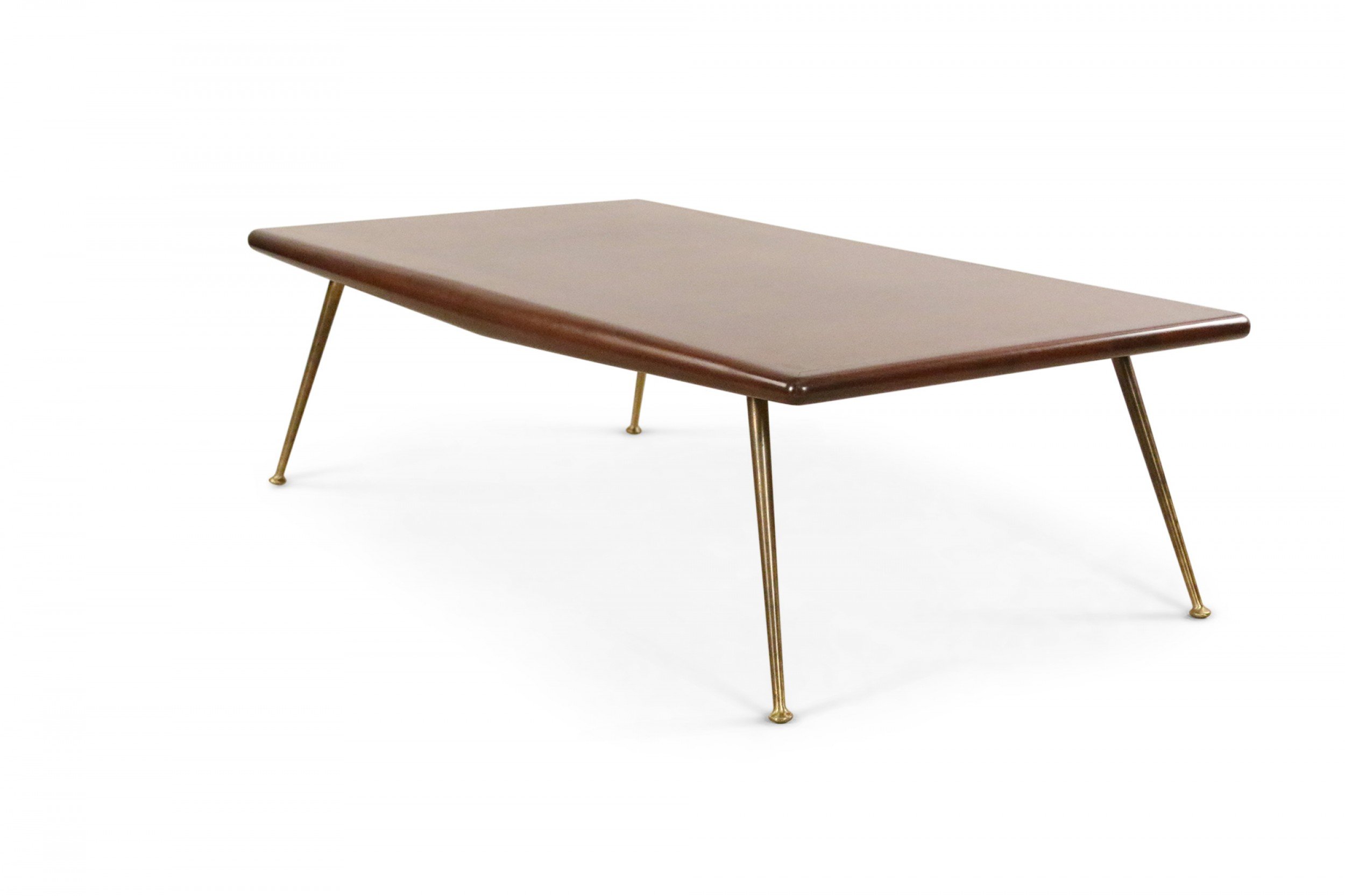 Mid century walnut coffee table with brass legs