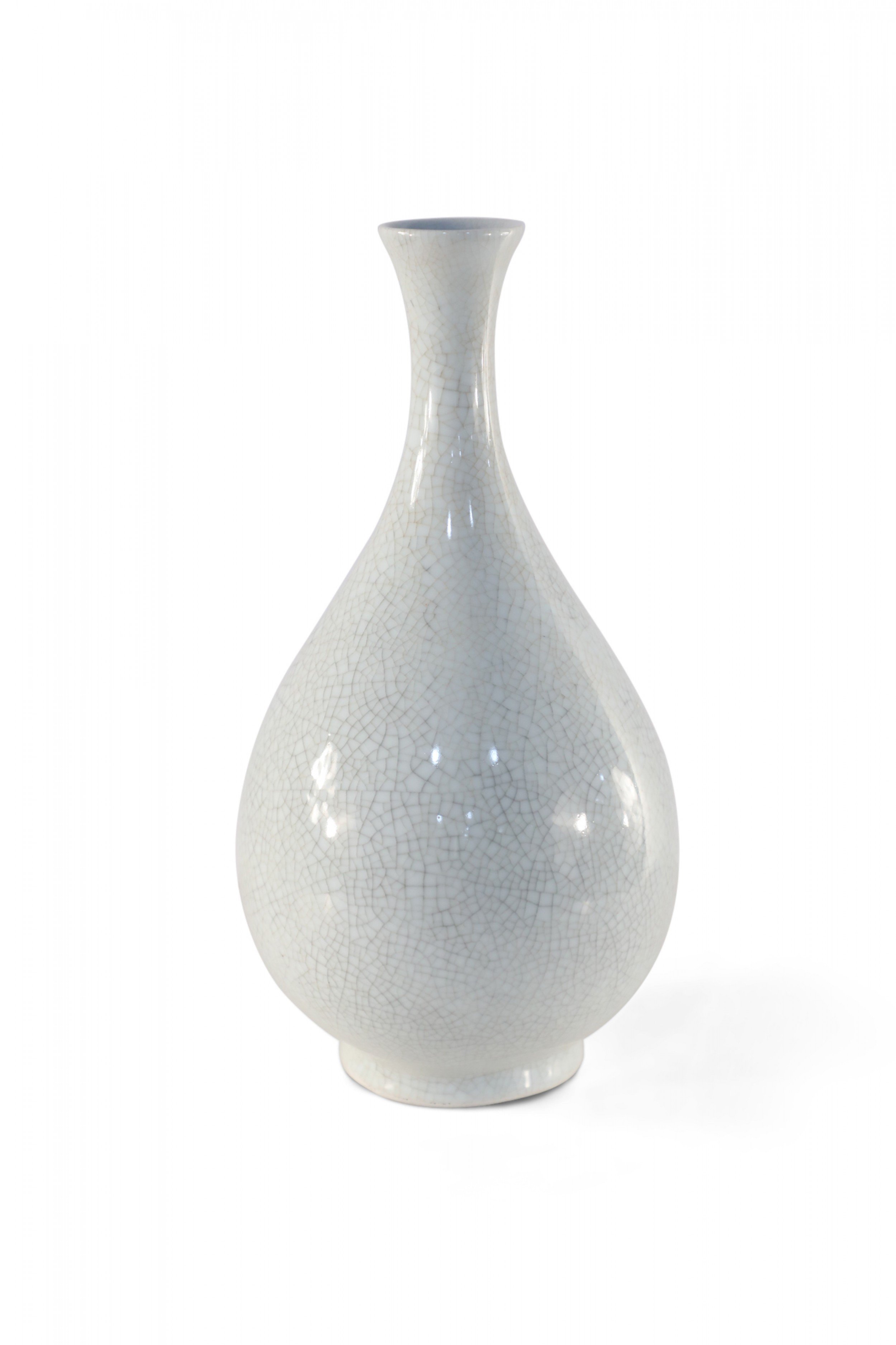 Chinese Off White Crackle Finish Teardrop Porcelain Vase