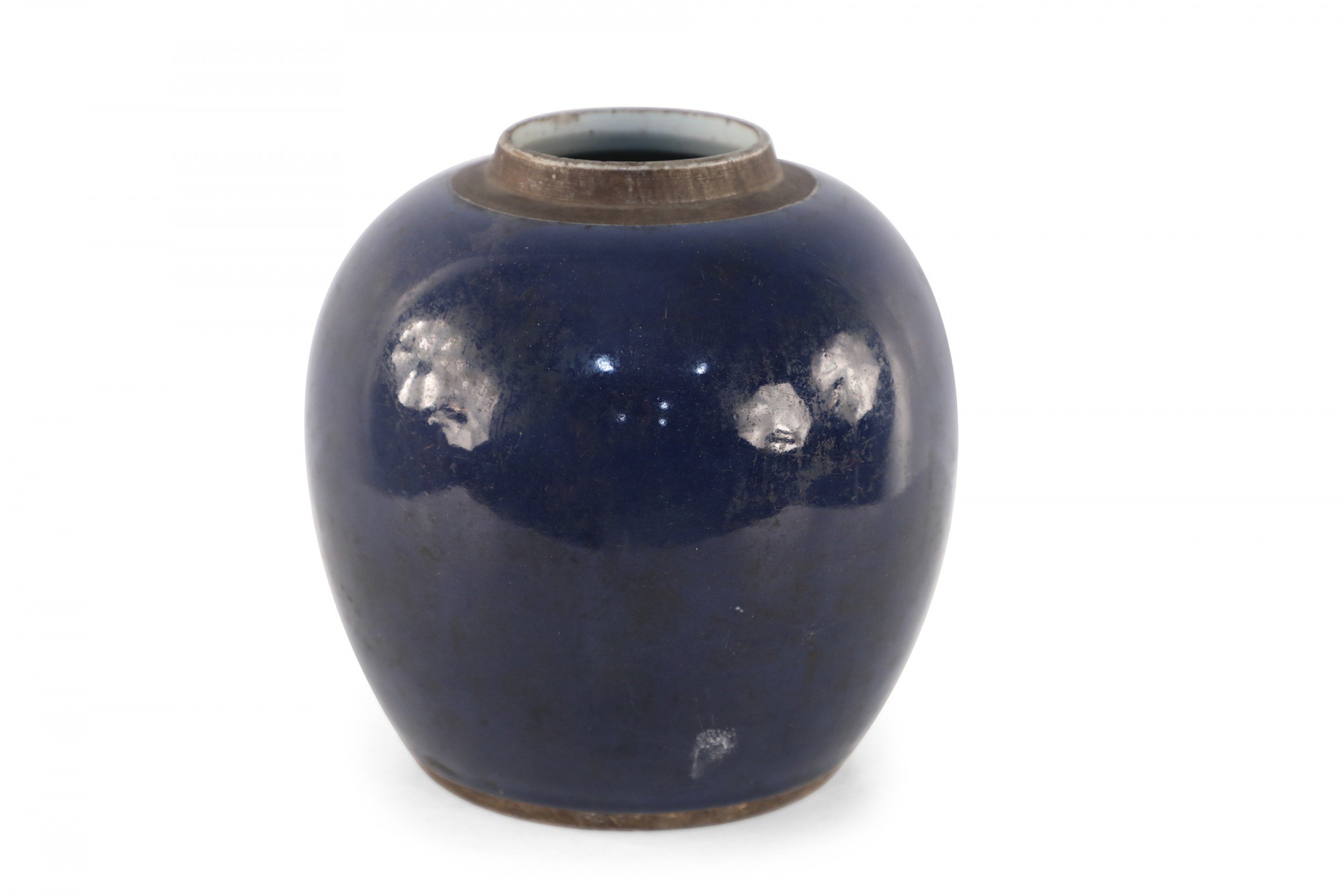 Chinese Navy Blue Ginger Jar Vase