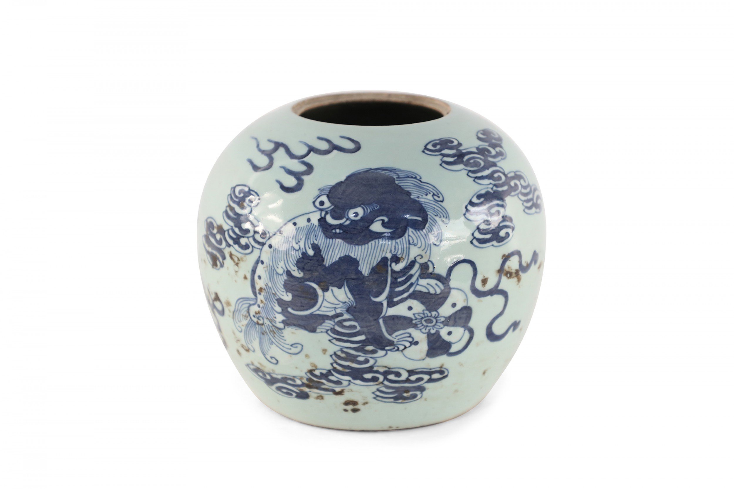 Chinese Celadon and Blue Dragon Motif Porcelain Vase
