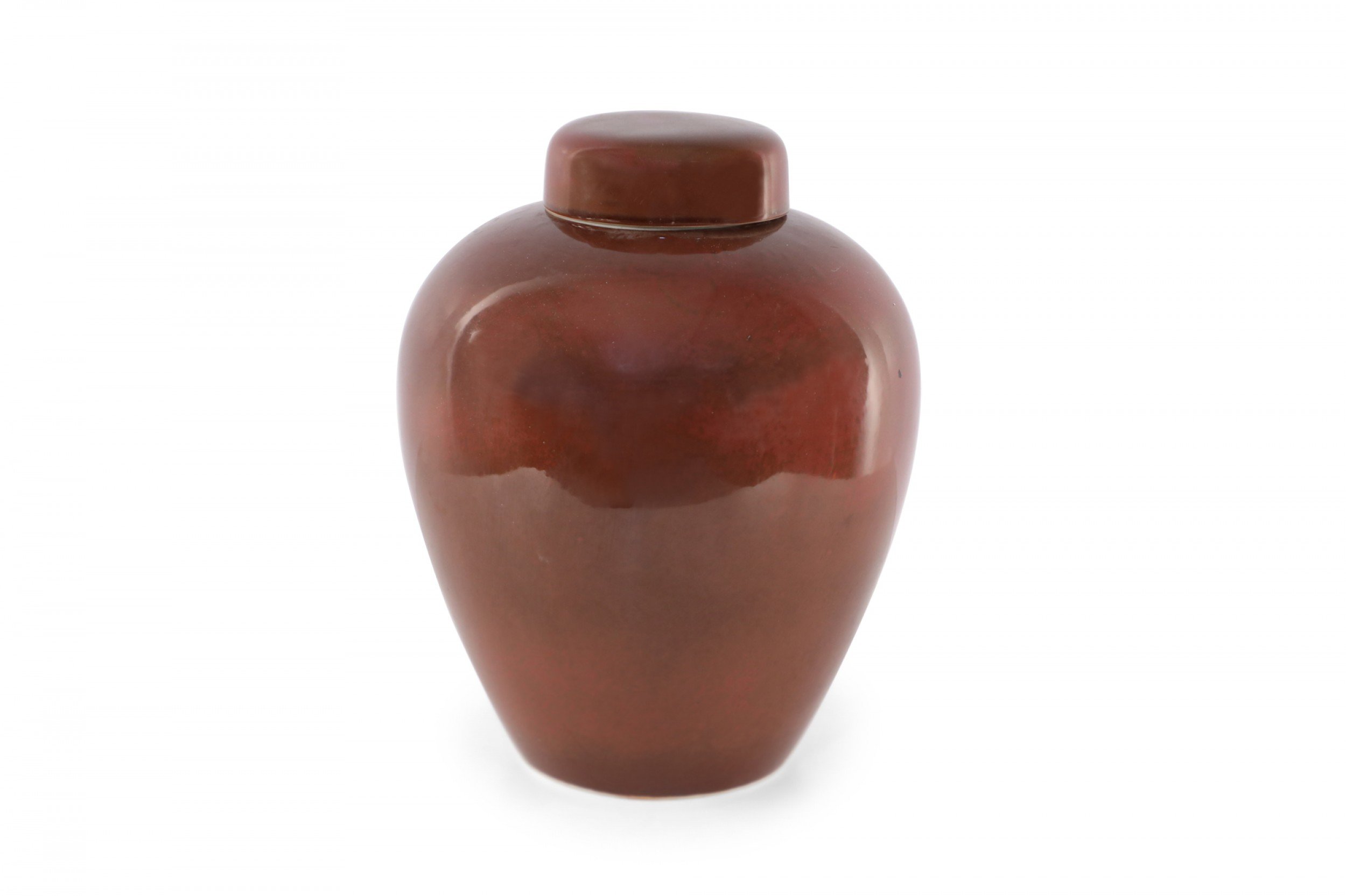 Chinese Maroon and Umber Lidded Porcelain Ginger Jar