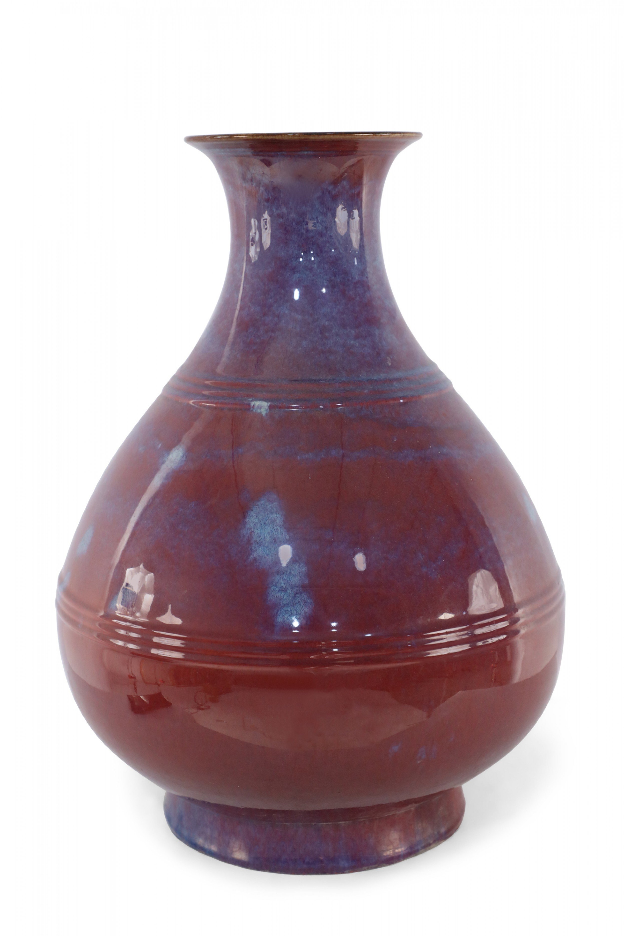 Chinese Aubergine and Blue Changing Glaze Bulbous Vase