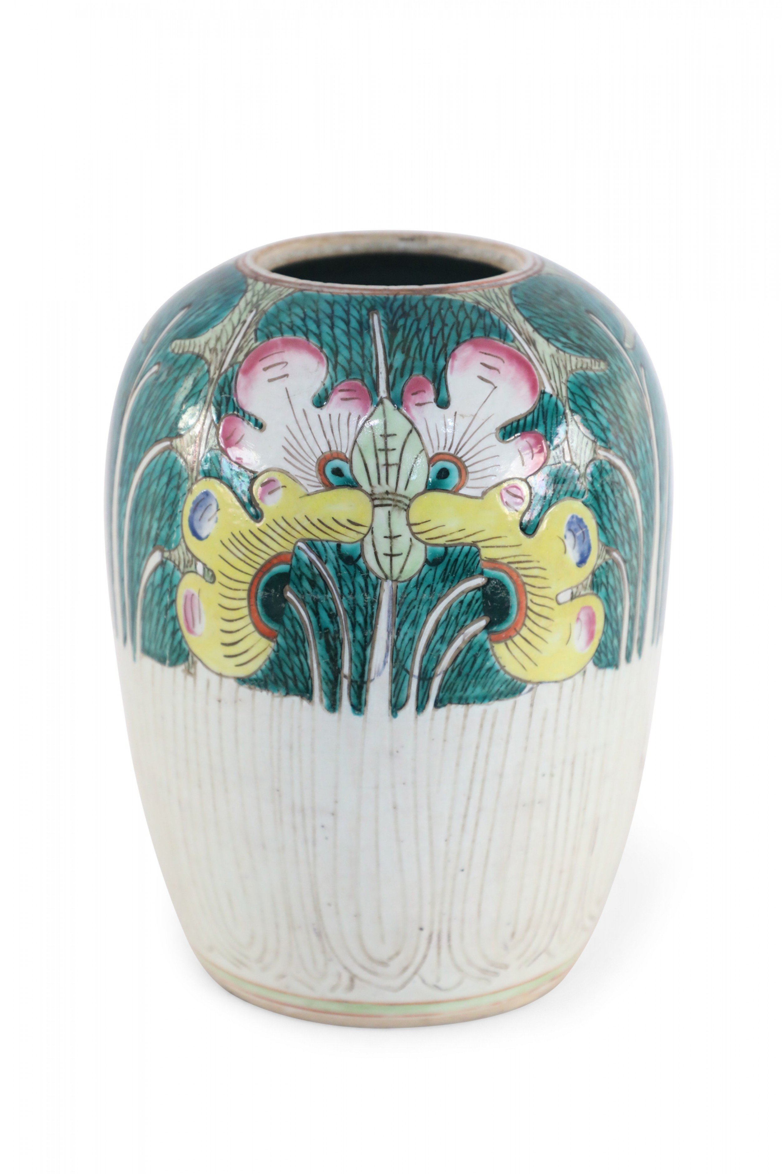 Chinese White Green and Yellow Vegetal Winter Melon Porcelain Vase